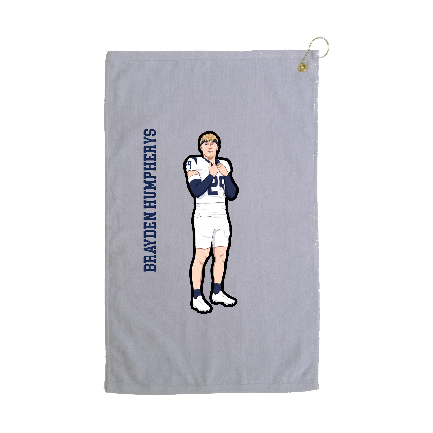 Golf Towel — Name Vertical in Grey