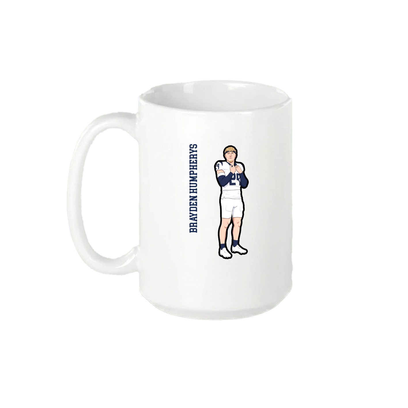 15oz Coffee Mug — Name Vertical in White