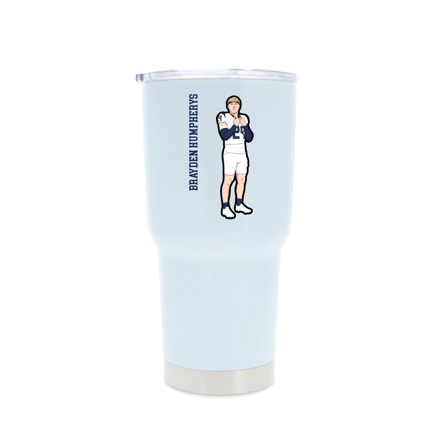 30oz Stainless Steel Tumbler — Name Vertical in White