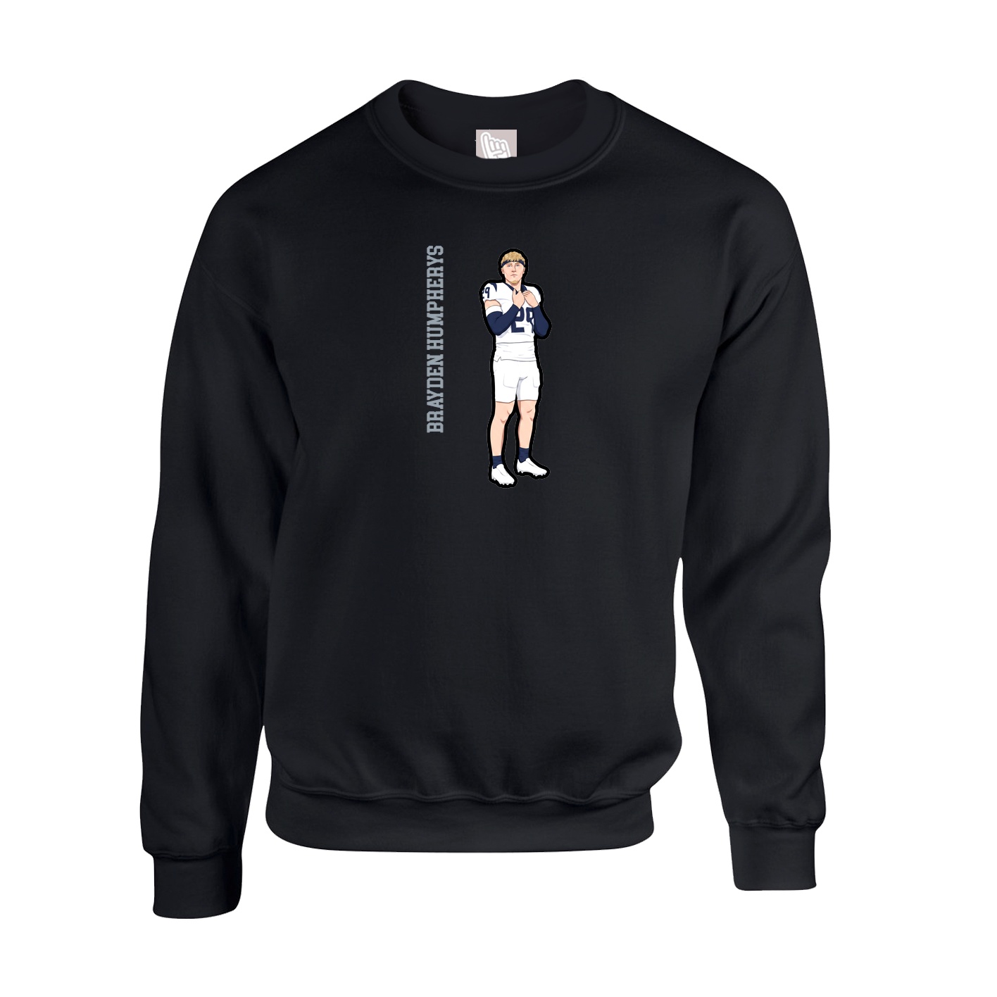 Fleece Crew — Name Vertical in Black