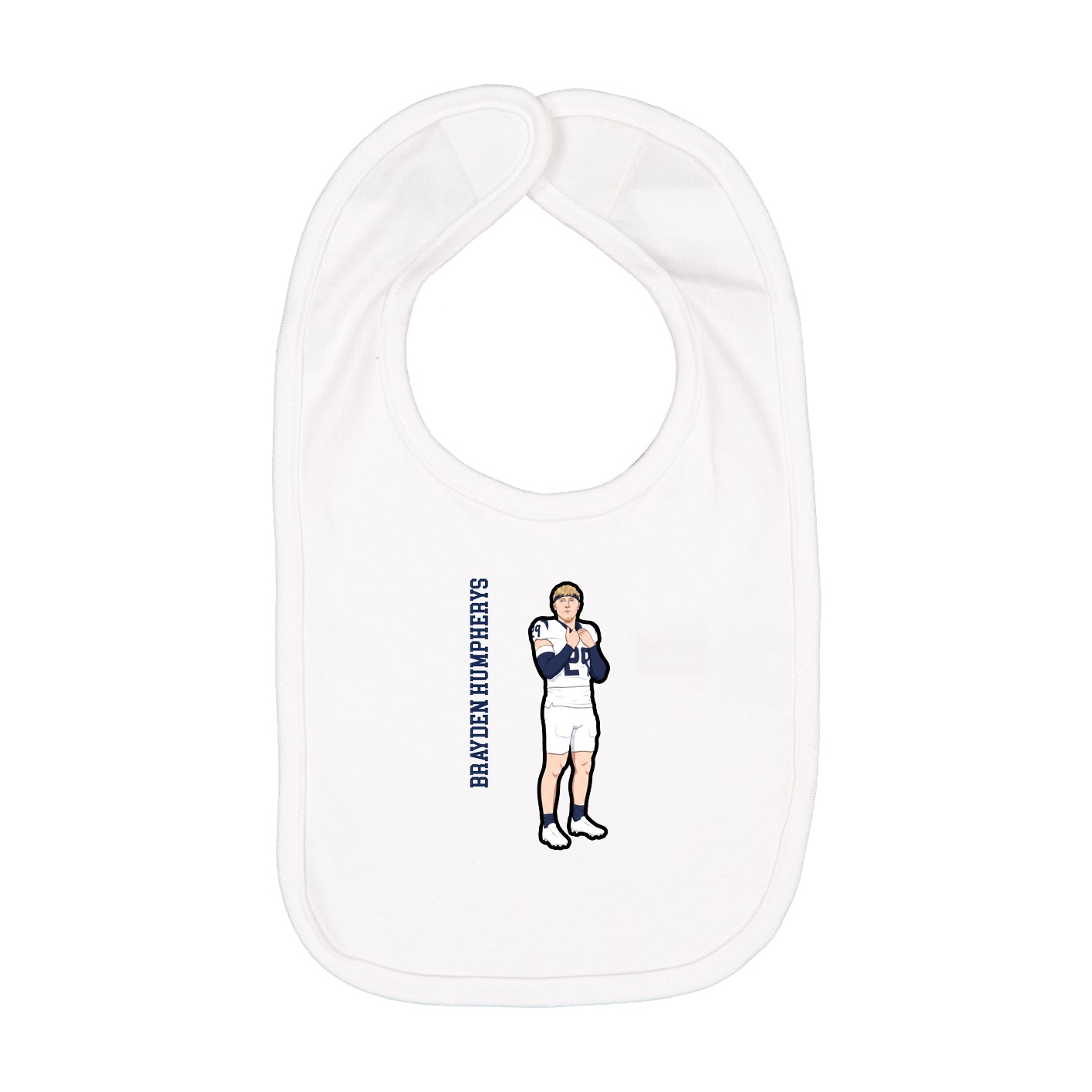 Infant Bib — Name Vertical in White