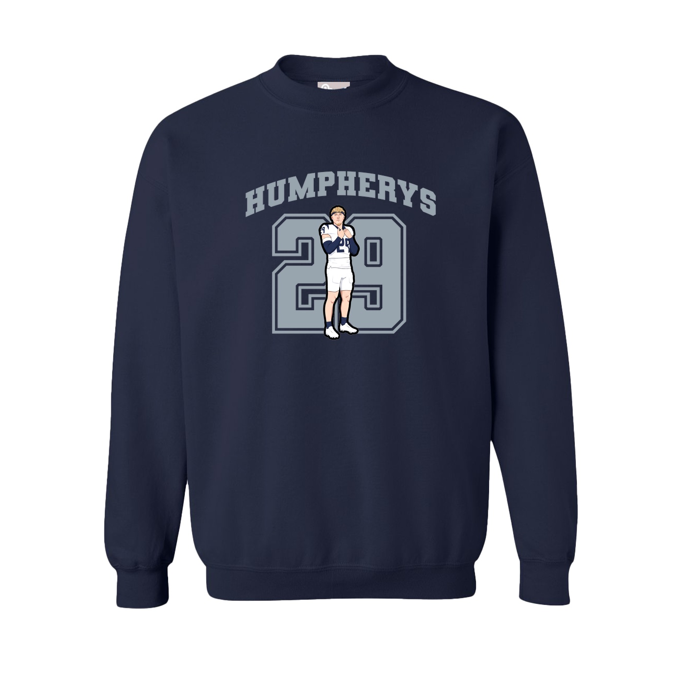 Fleece Crew — Number in Navy