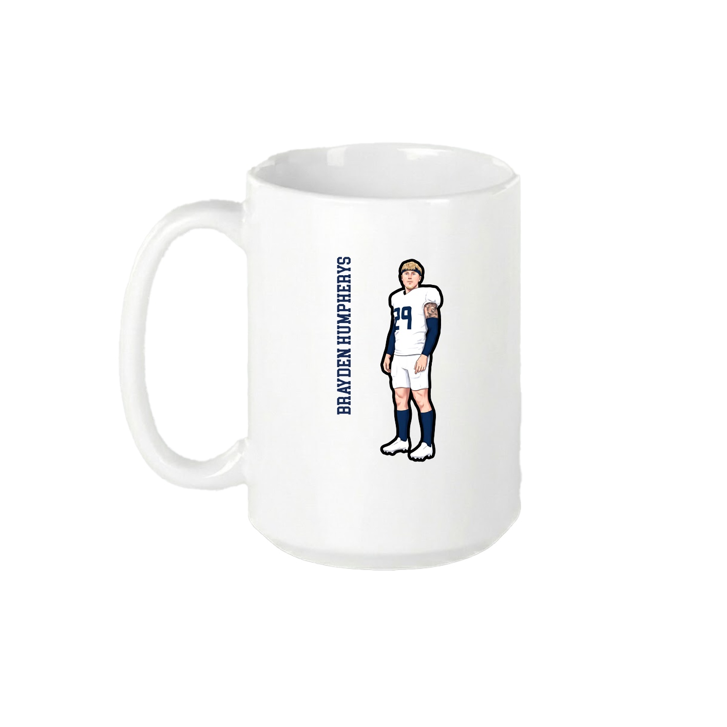 15oz Coffee Mug — Name Vertical in White