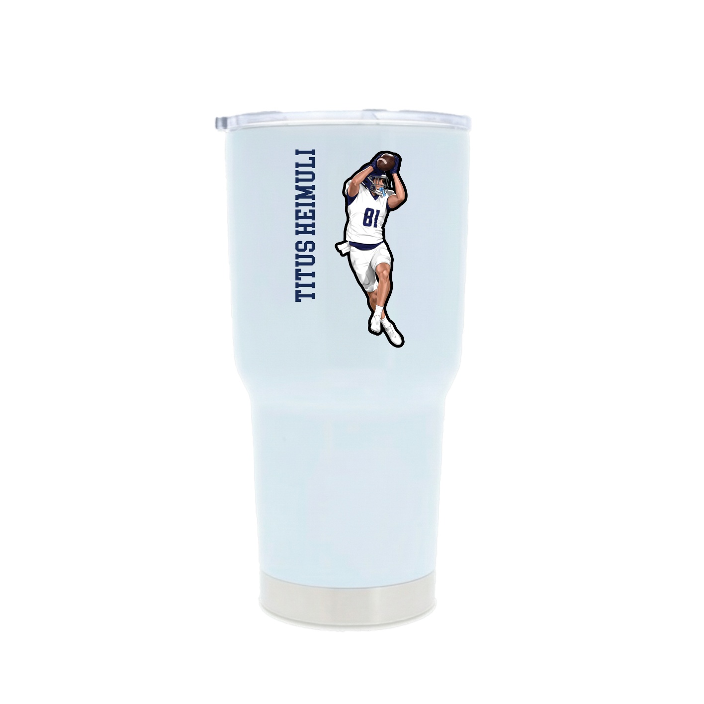 30oz Stainless Steel Tumbler — Name Vertical in White