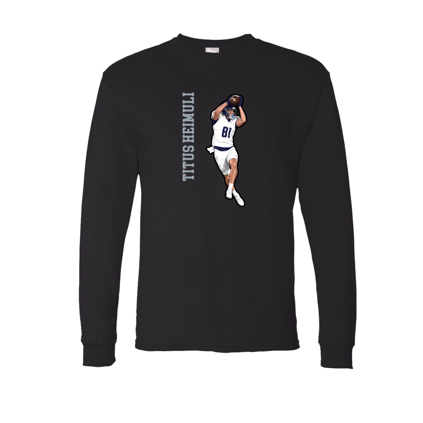 Long Sleeve Tee — Name Vertical in Black