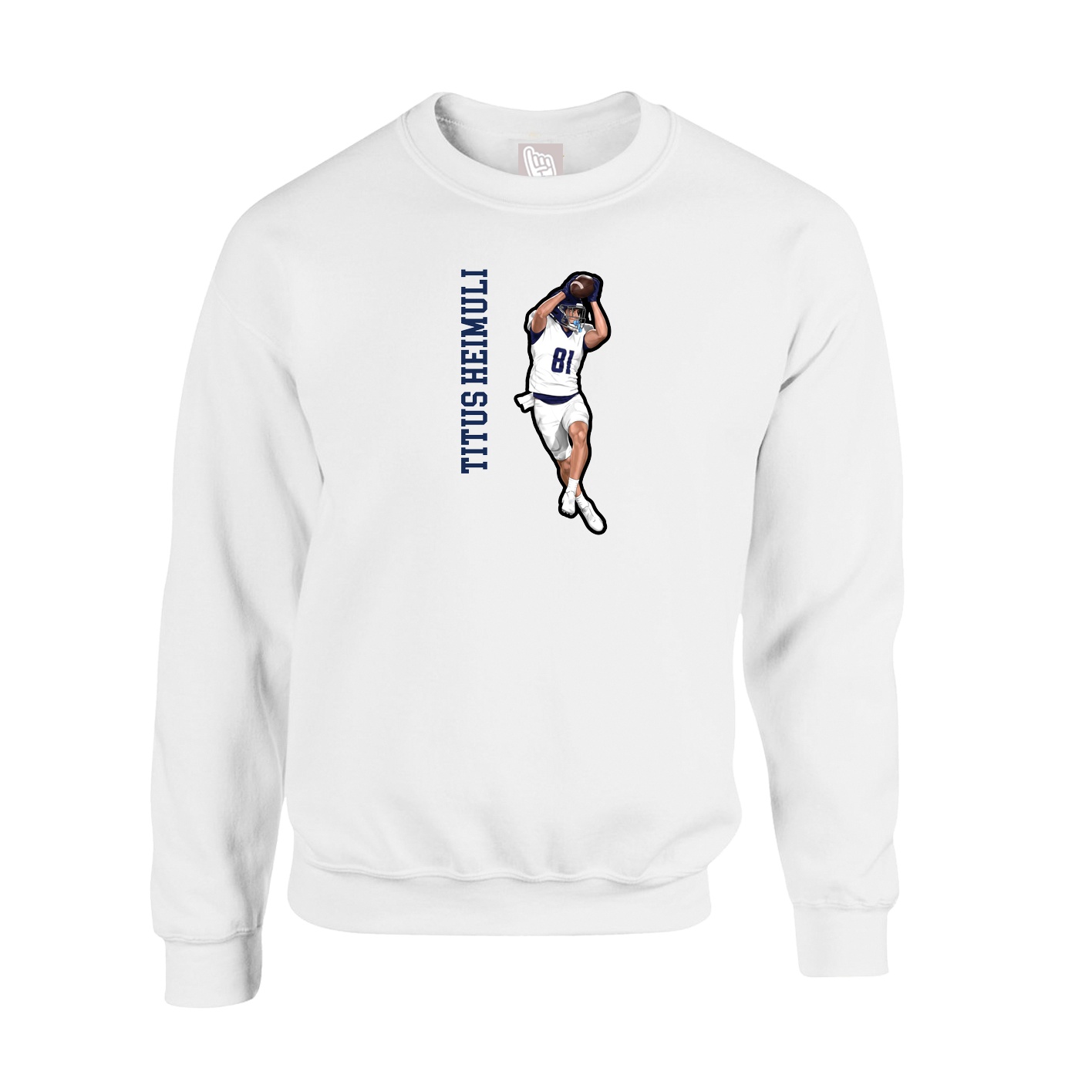 Fleece Crew — Name Vertical in White