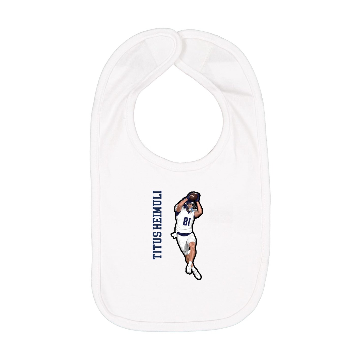 Infant Bib — Name Vertical in White