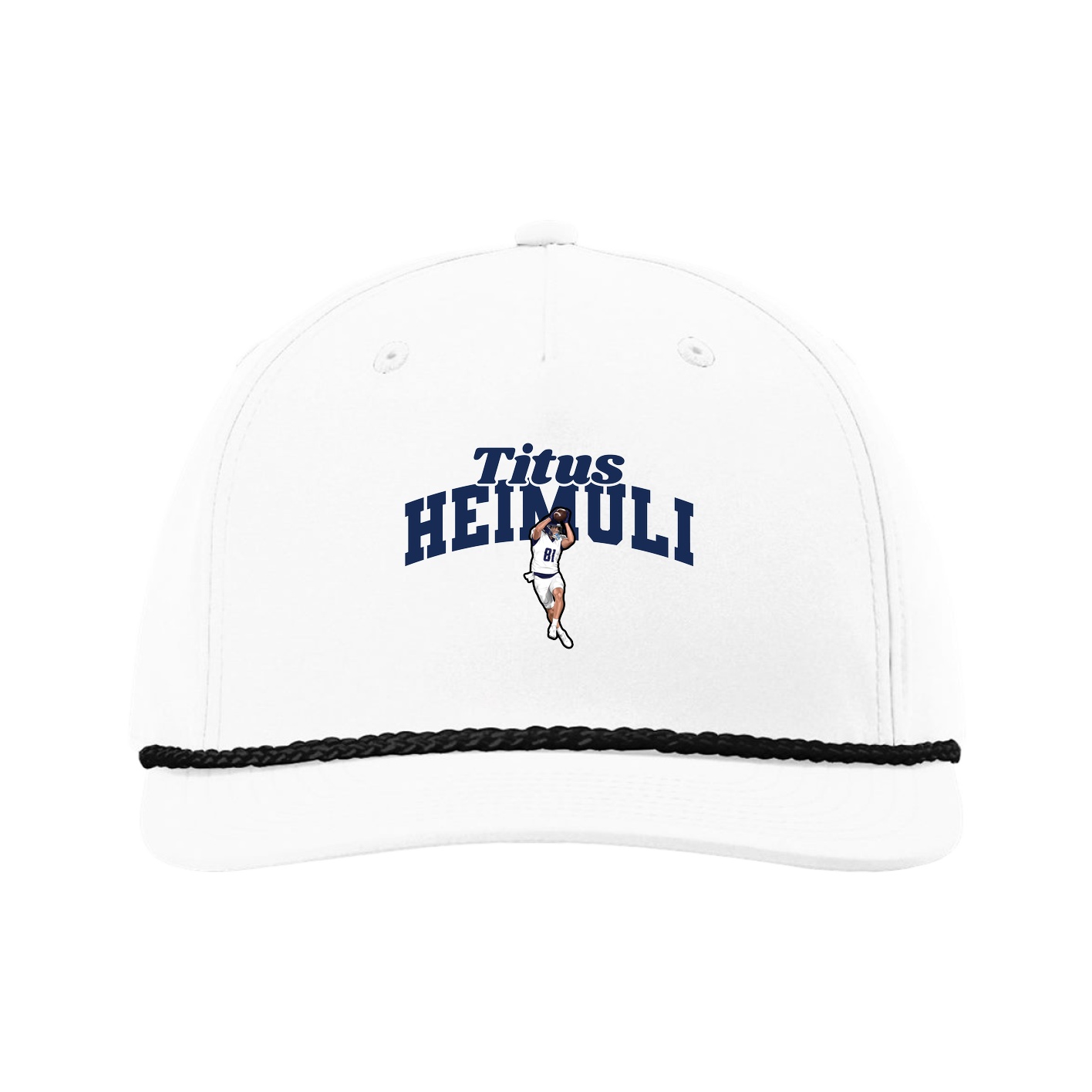 Five-Panel Classic Rope Cap — Signature Arch in White