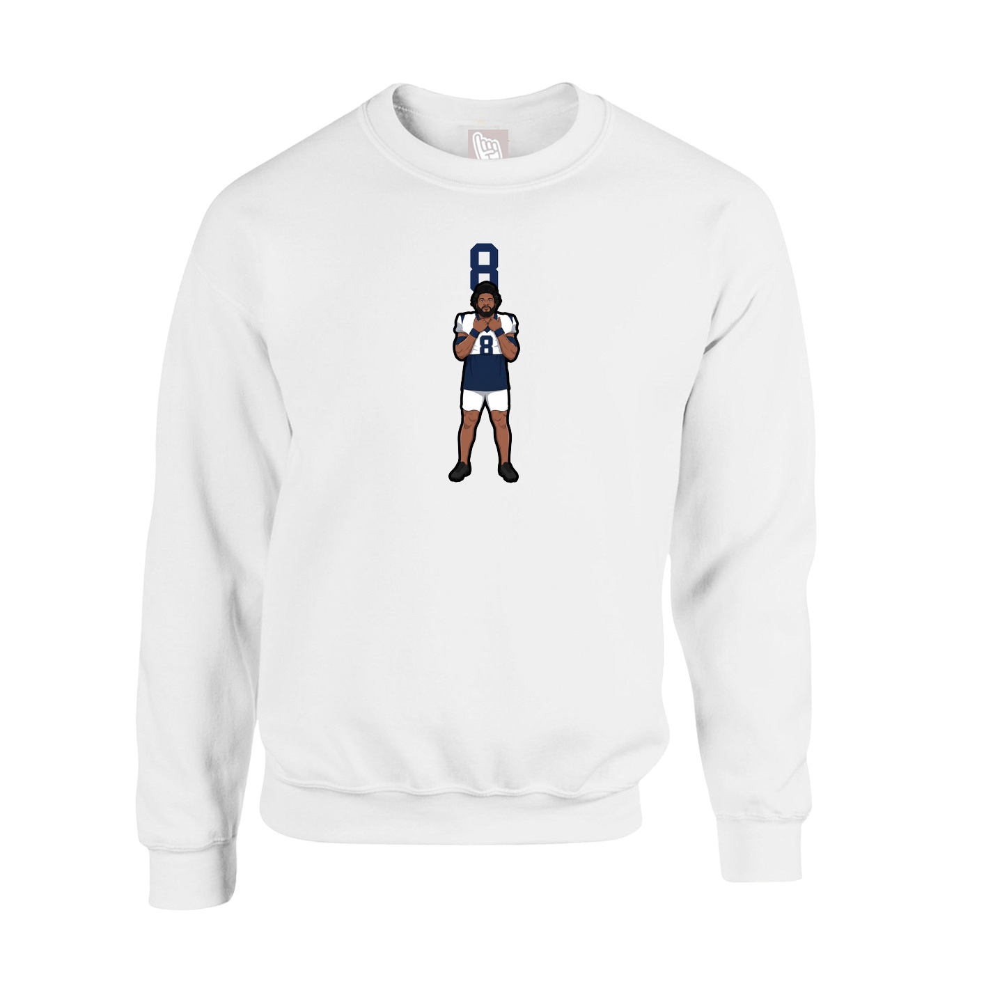 Fleece Crew — Number Top in White