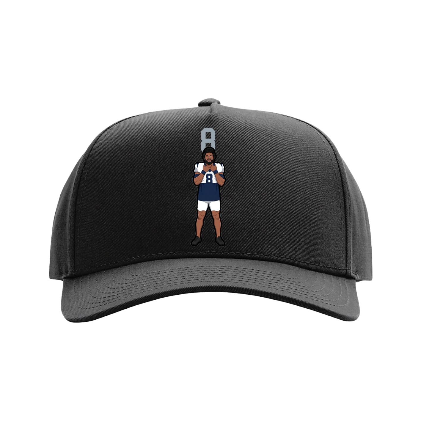 Full Fabric Five-Panel Champ Cap — Number Top in Black