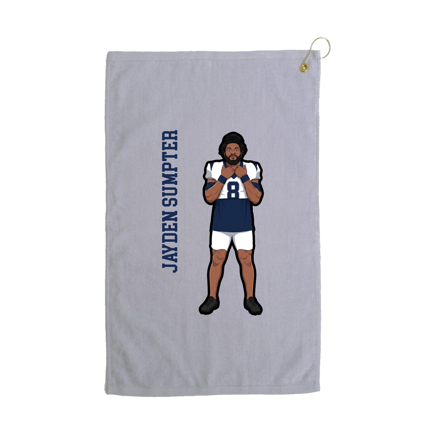 Golf Towel — Name Vertical in Grey
