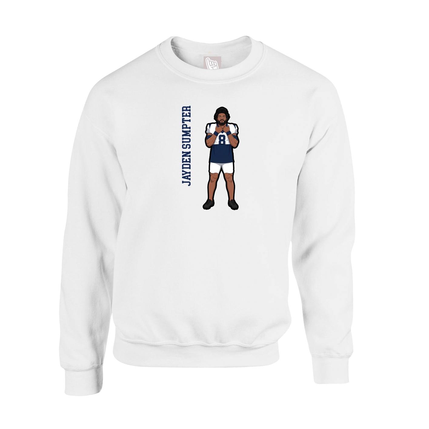 Fleece Crew — Name Vertical in White