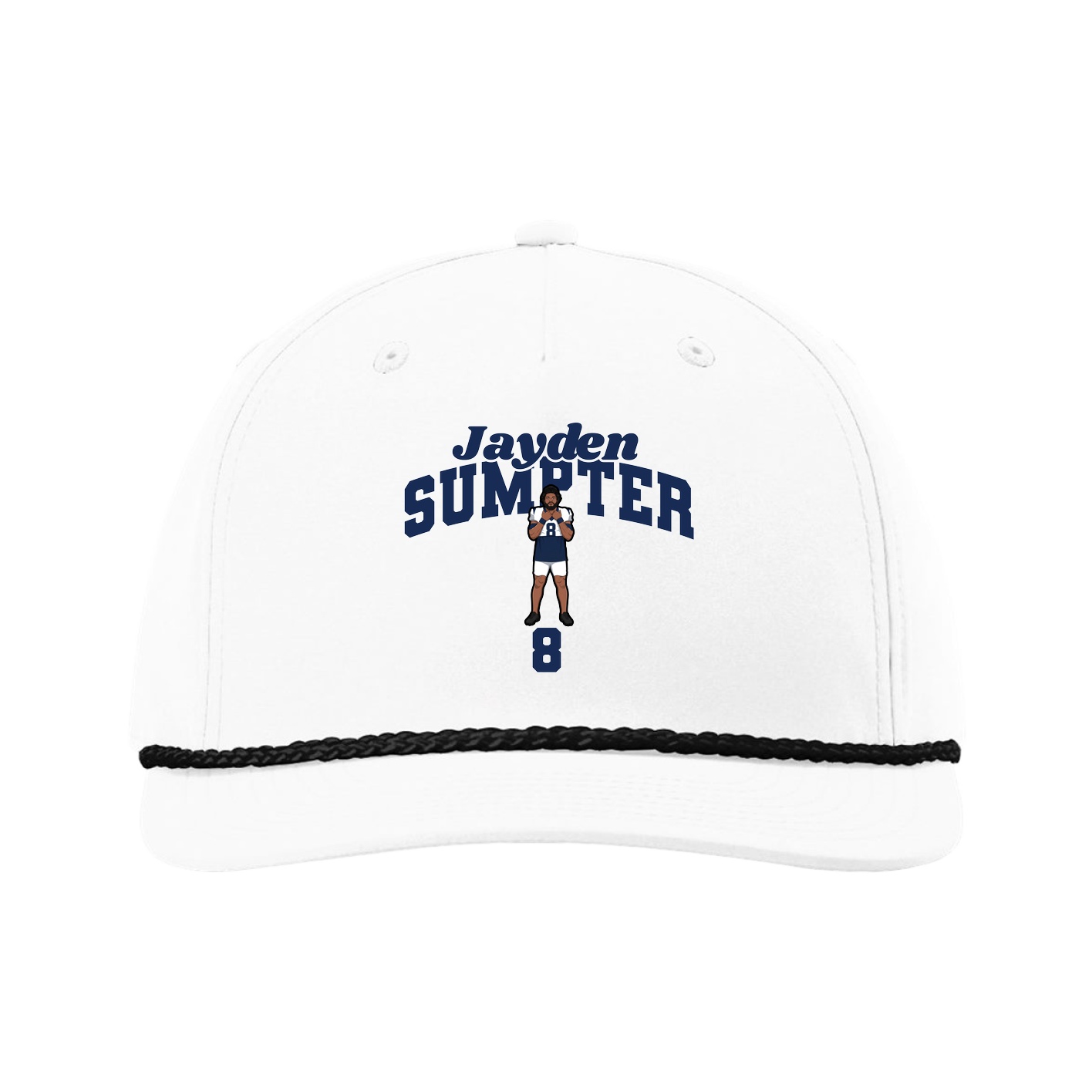 Five-Panel Classic Rope Cap — Signature Arch in White
