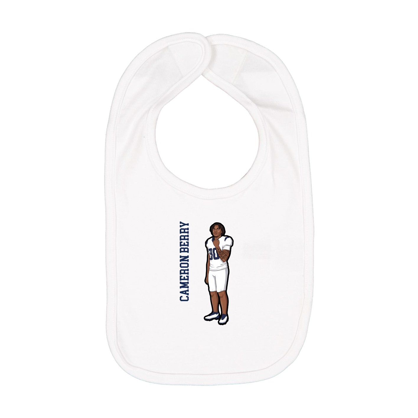 Infant Bib — Name Vertical in White