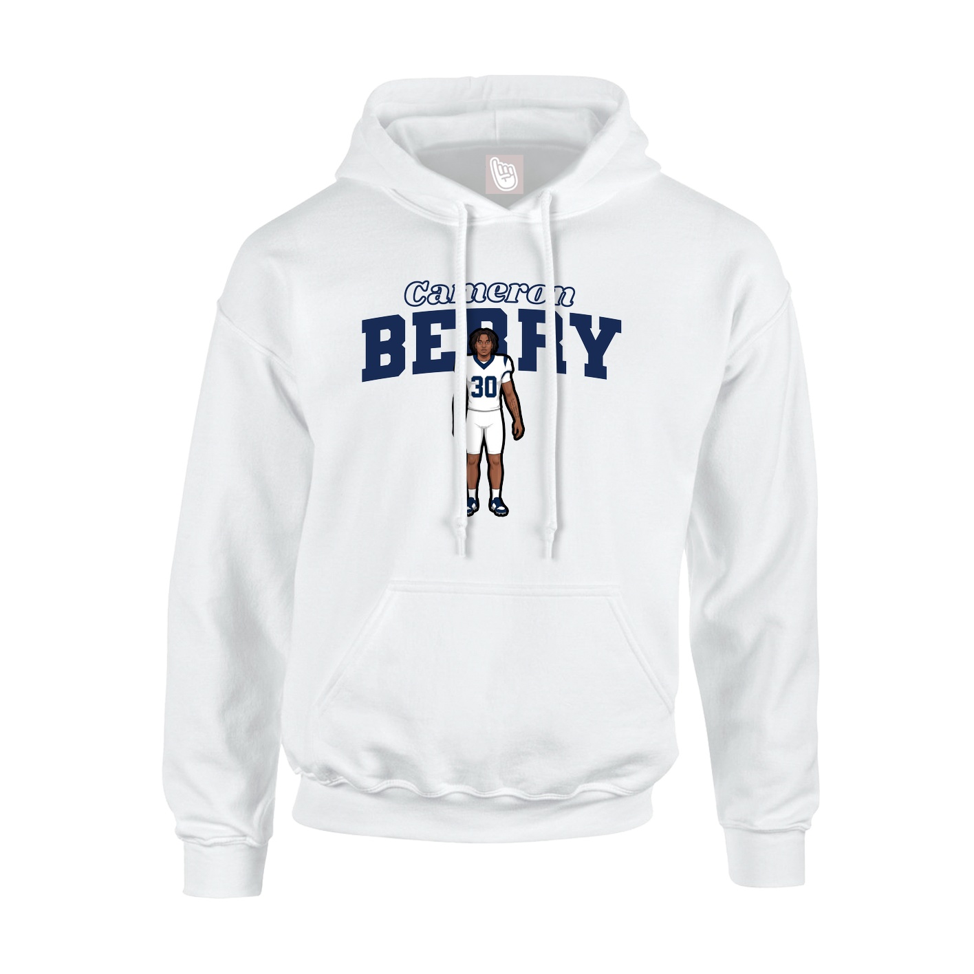Youth Hoodie — Name Arch in White
