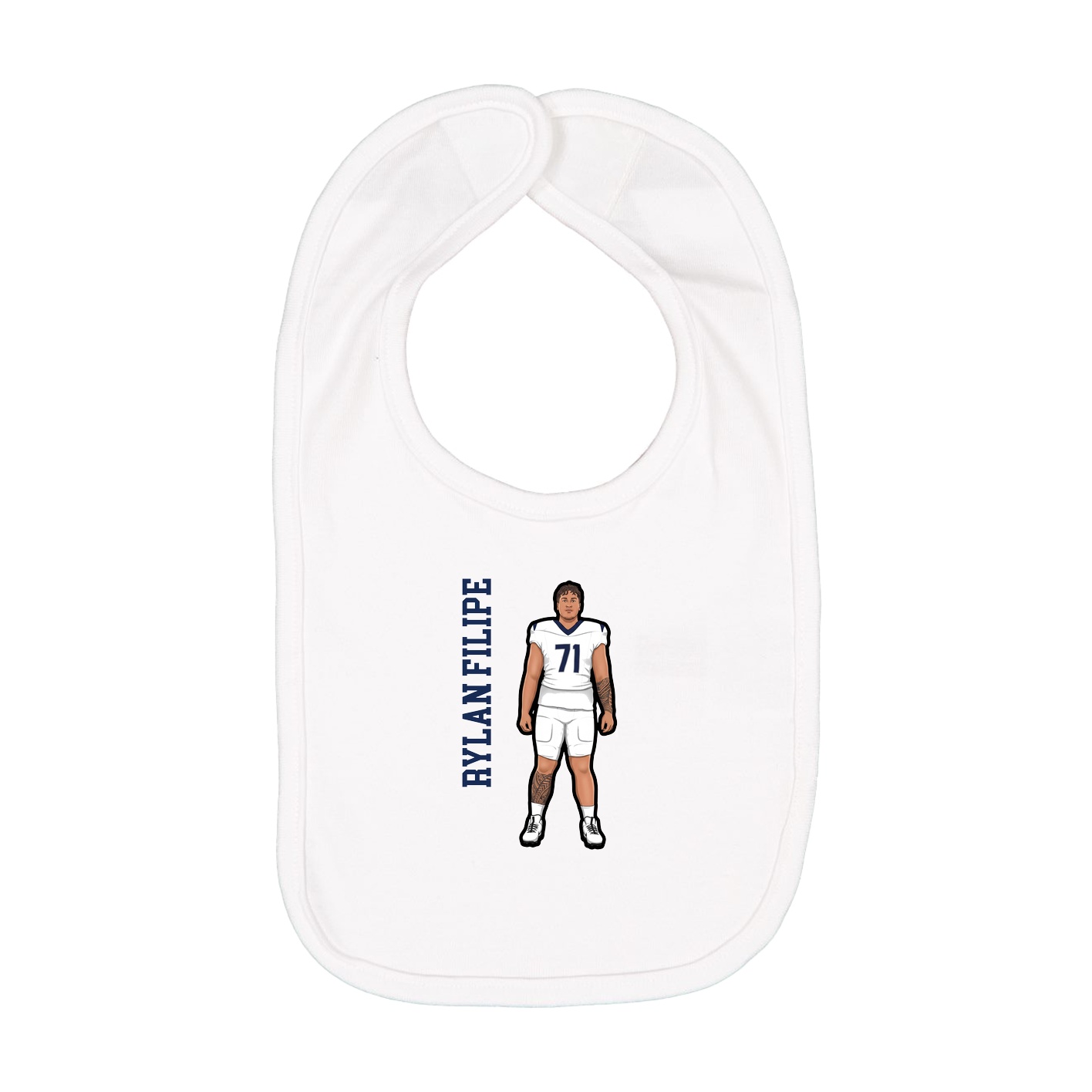 Infant Bib — Name Vertical in White