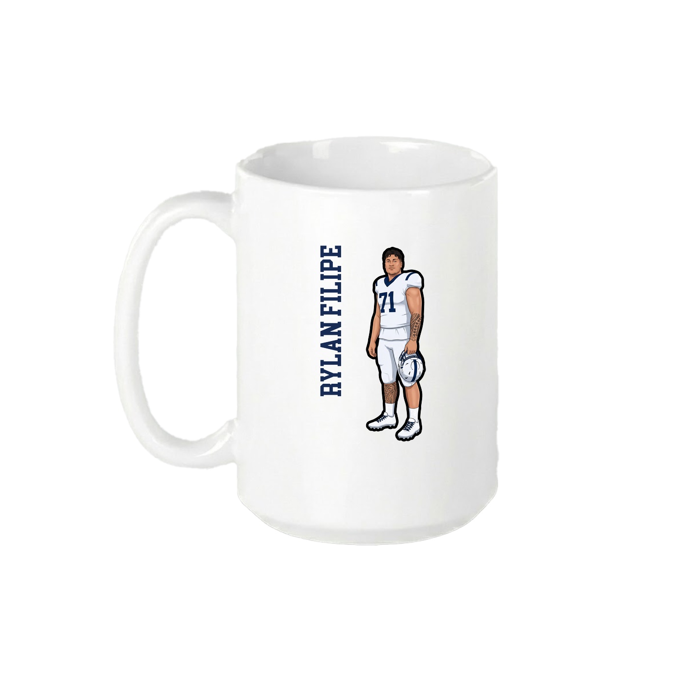 15oz Coffee Mug — Name Vertical in White