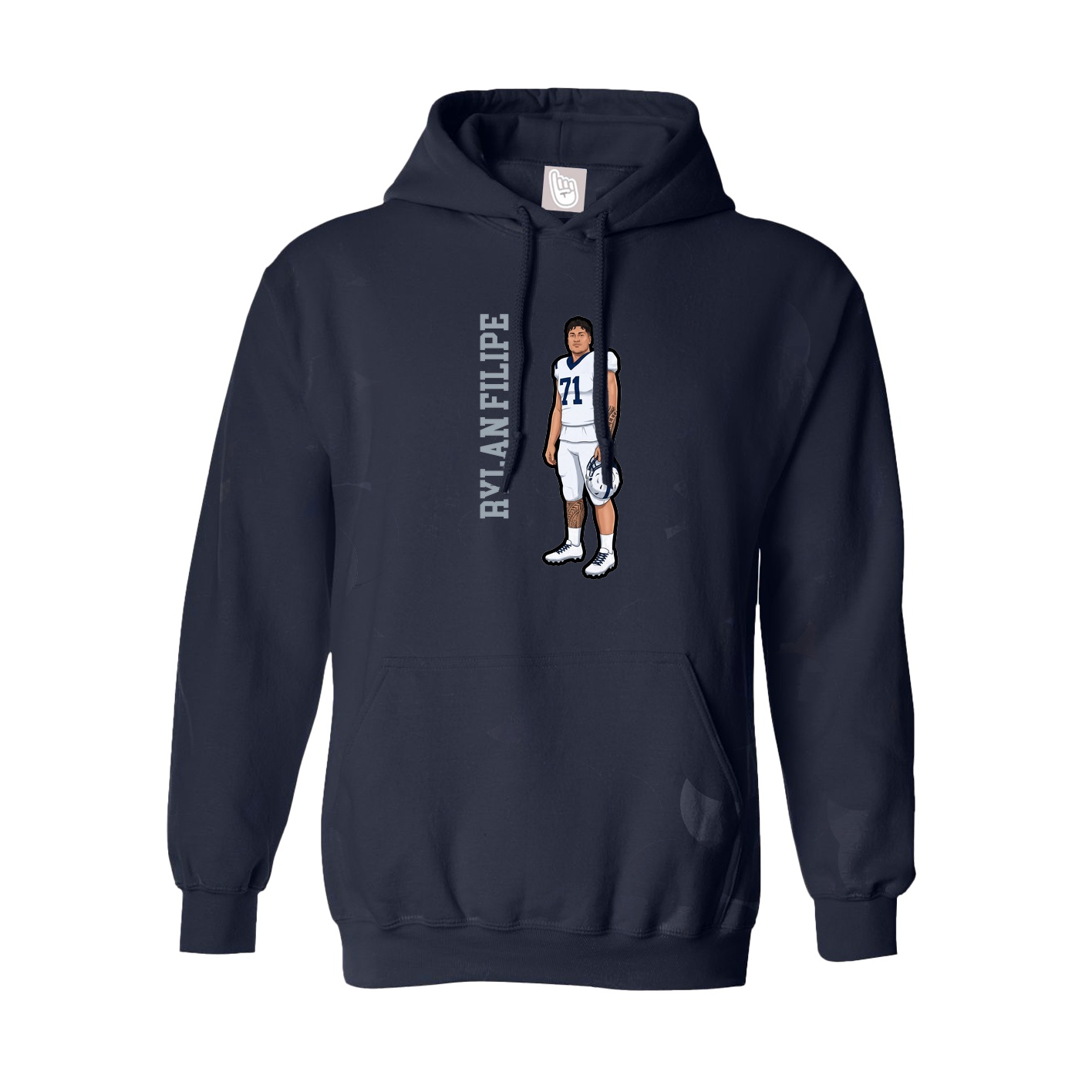 Hoodie — Name Vertical in Navy