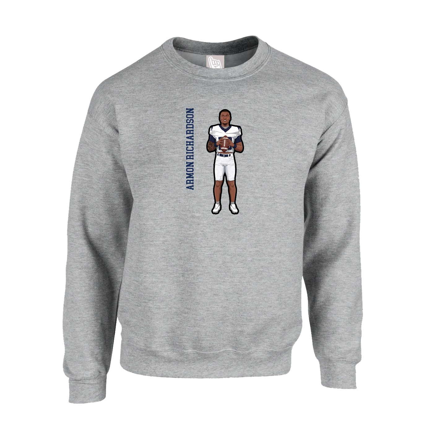 Fleece Crew — Name Vertical in Grey