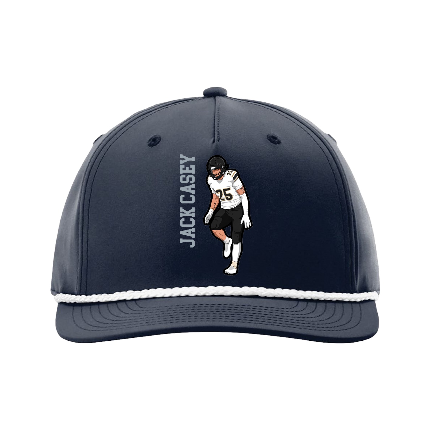 Five-Panel Classic Rope Cap — Name Vertical in Navy