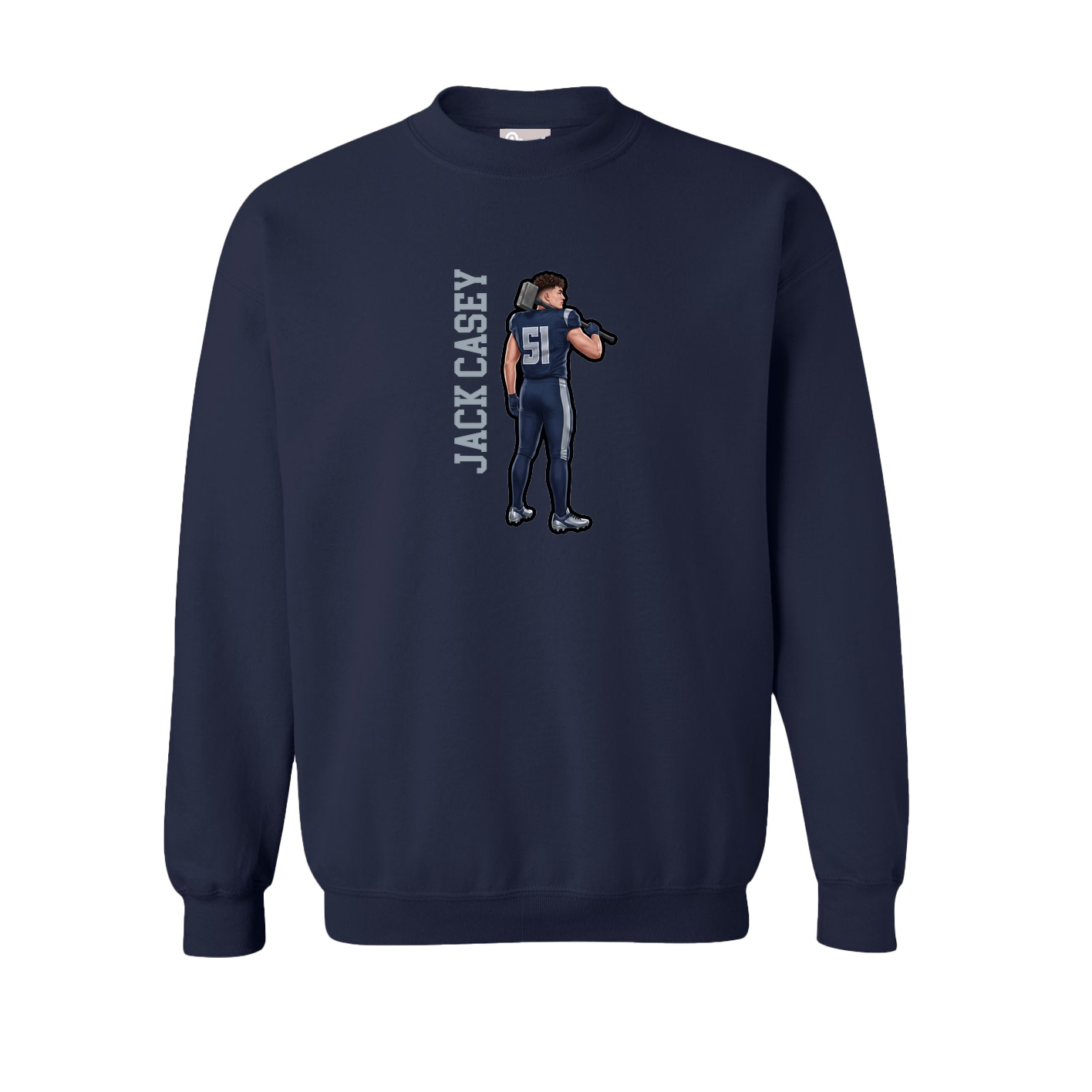 Fleece Crew — Name Vertical in Navy
