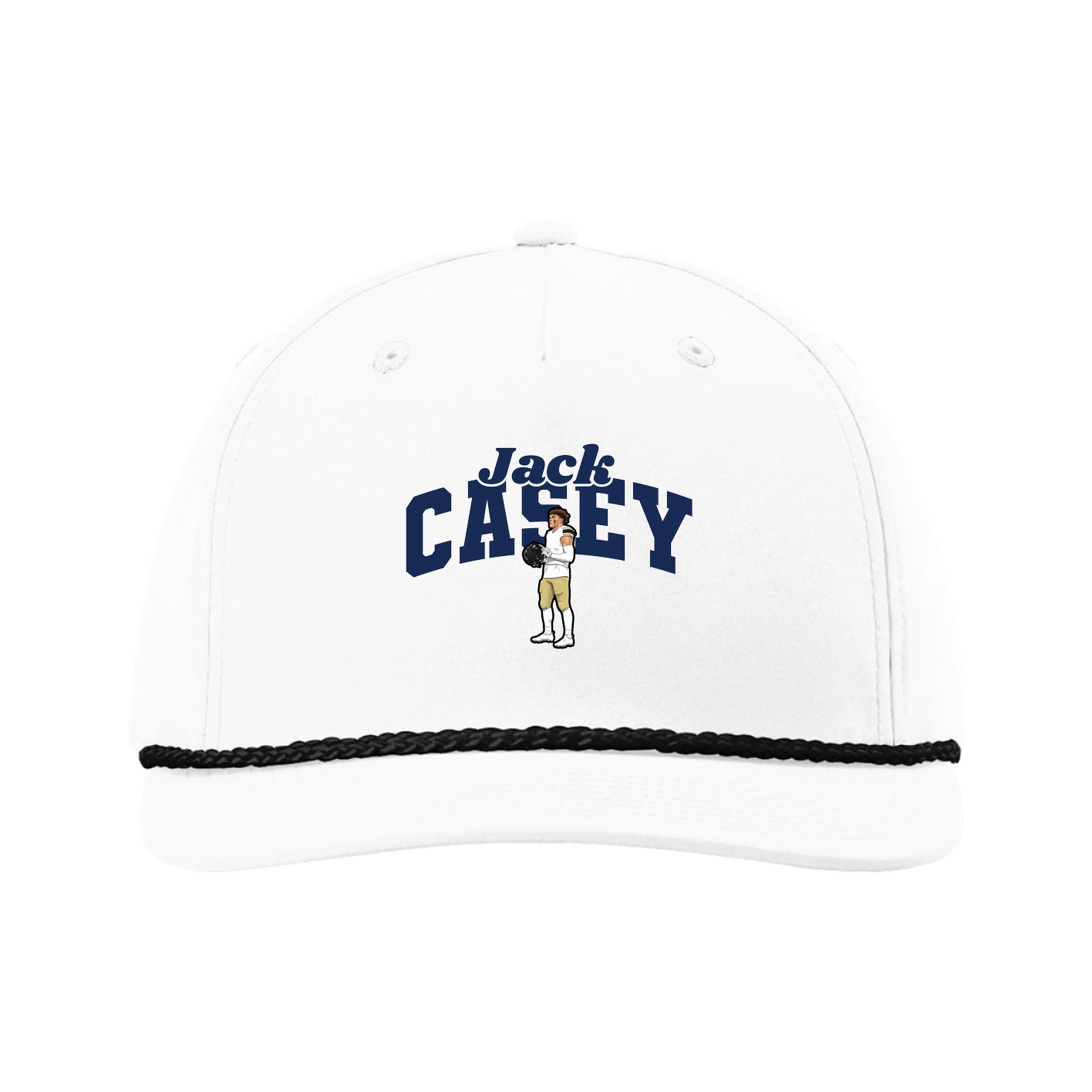 Five-Panel Classic Rope Cap — Signature Arch in White