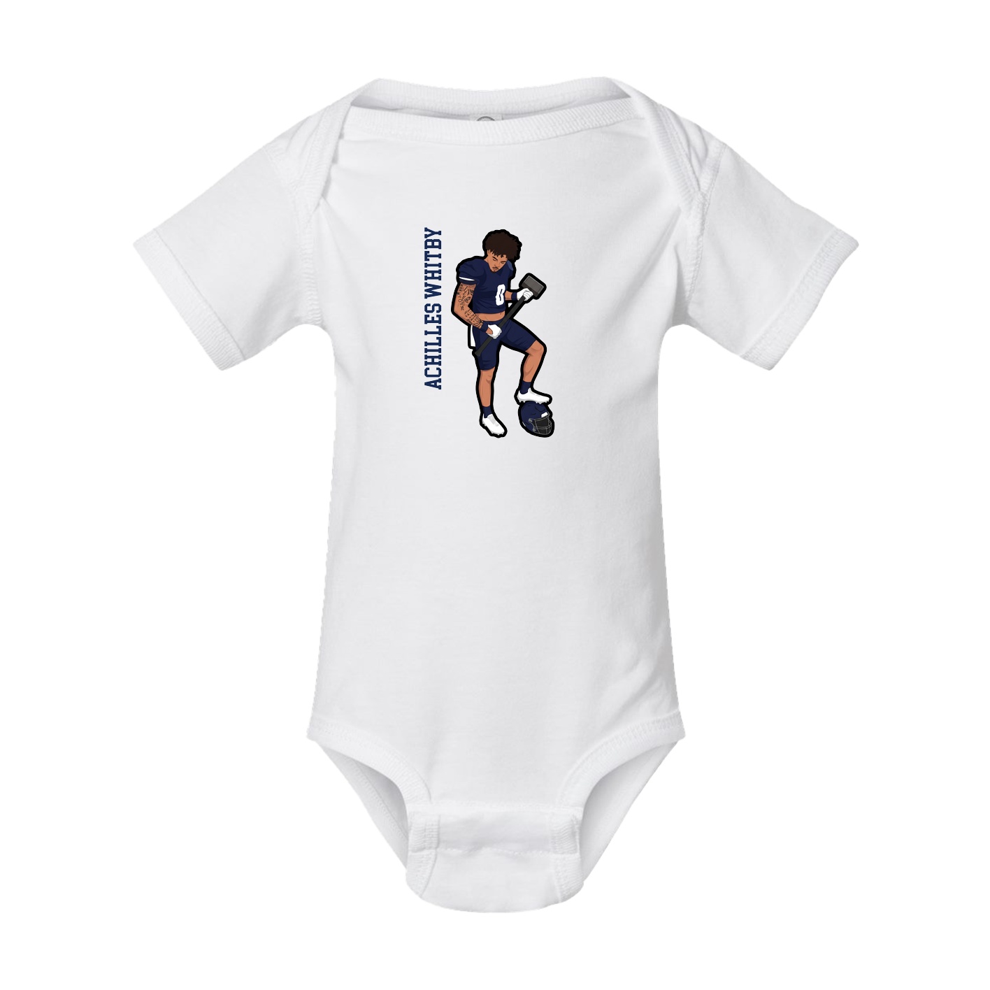 Baby Onesie — Name Vertical in White