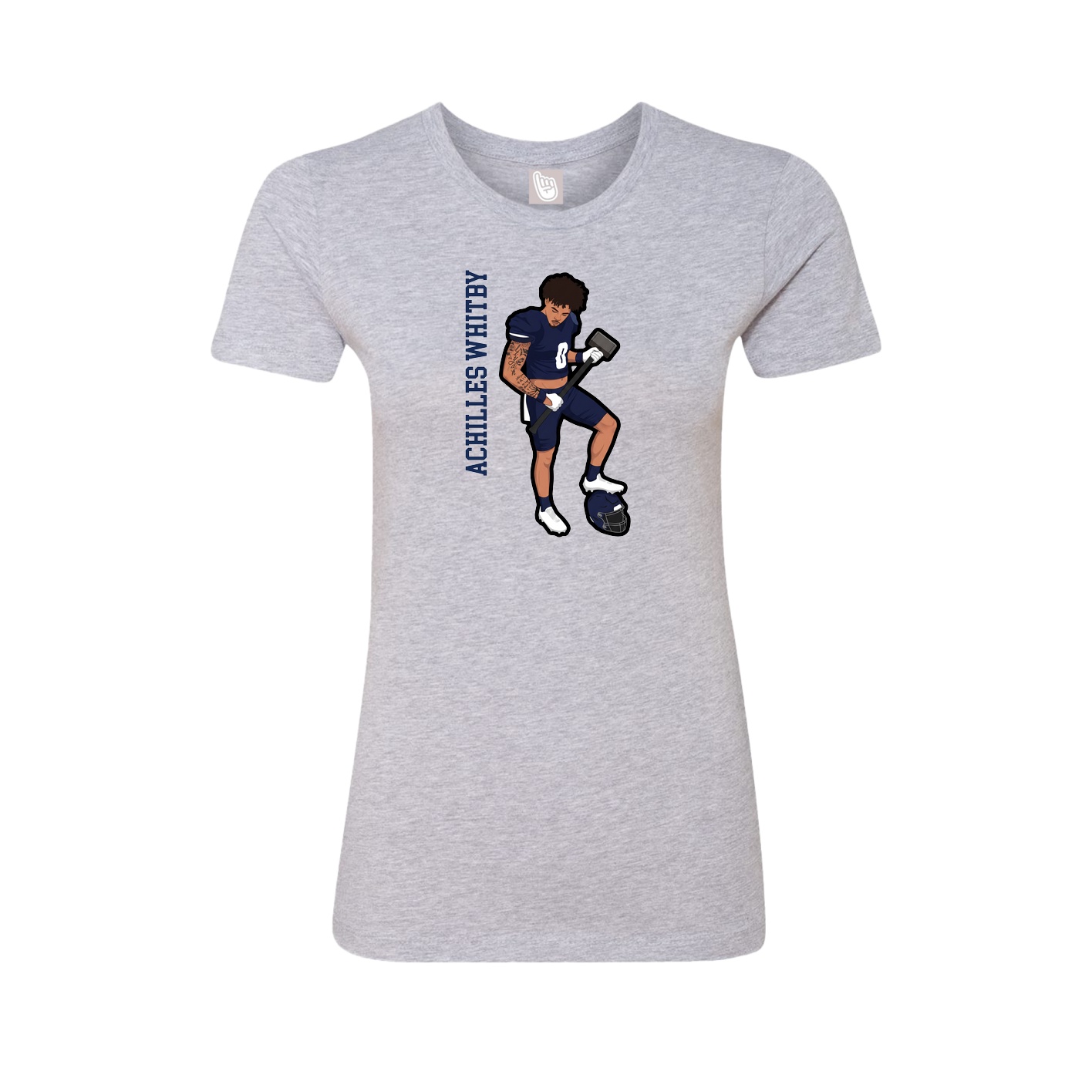 Fitted Women's Tee — Name Vertical in Grey