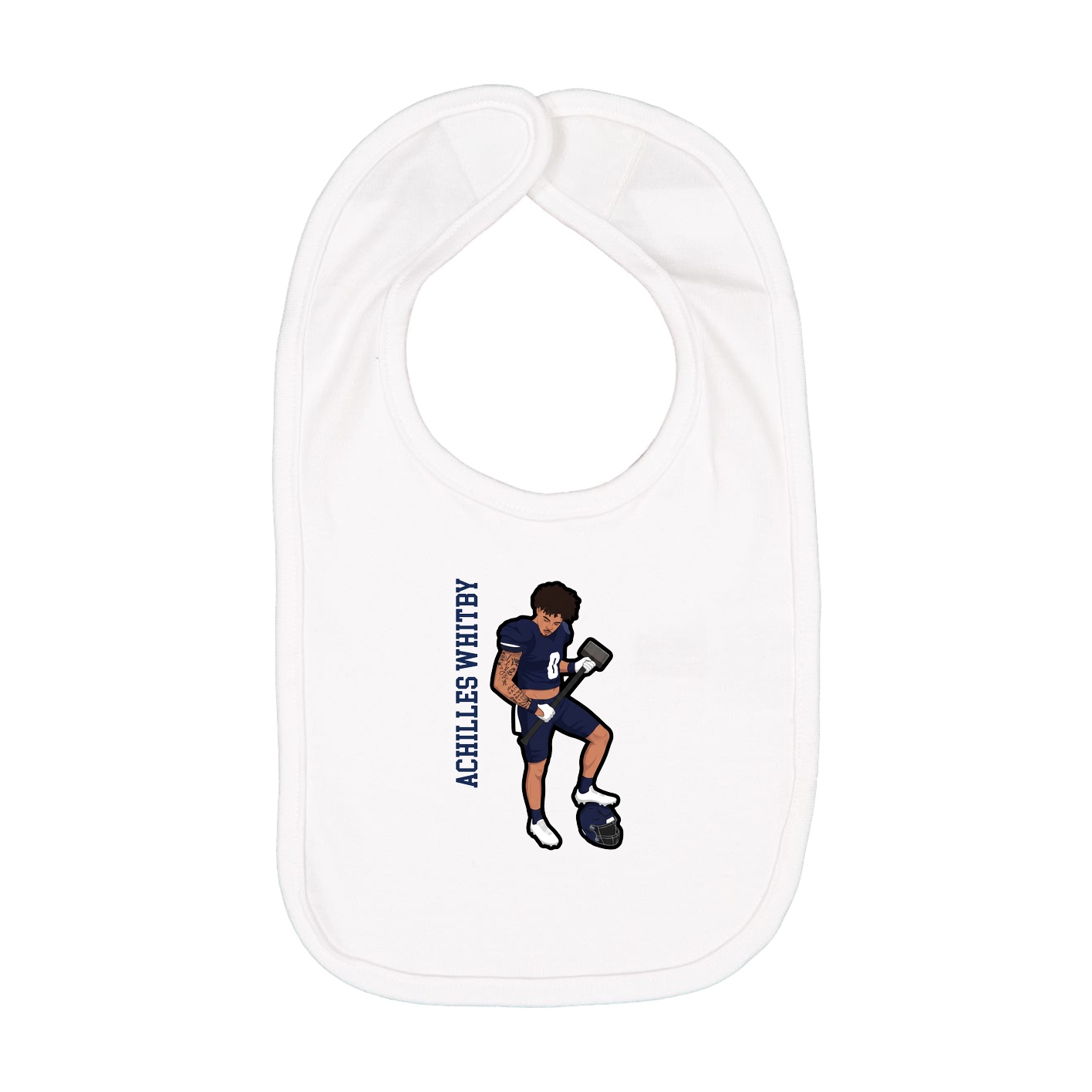 Infant Bib — Name Vertical in White