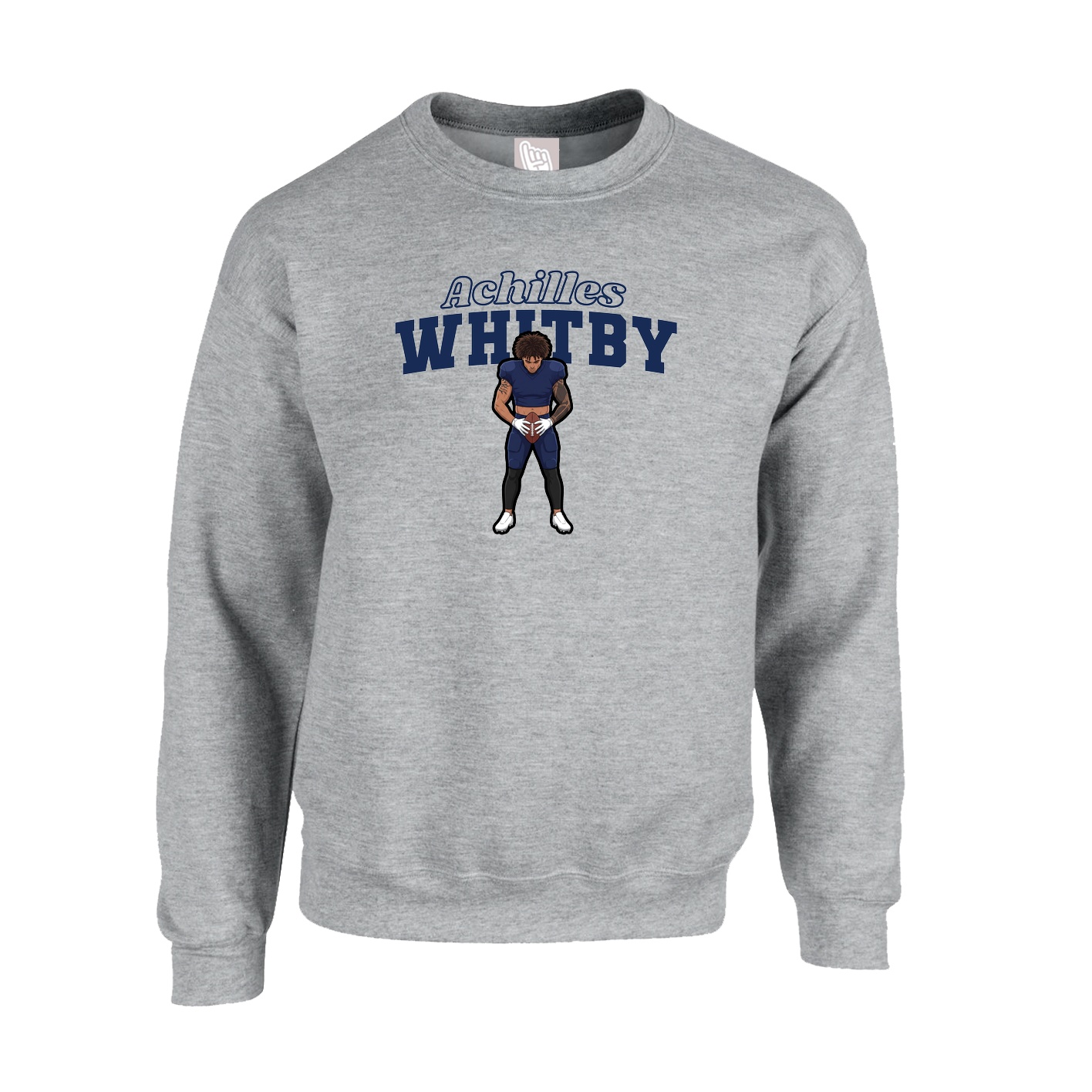 Fleece Crew — Name Arch in Grey
