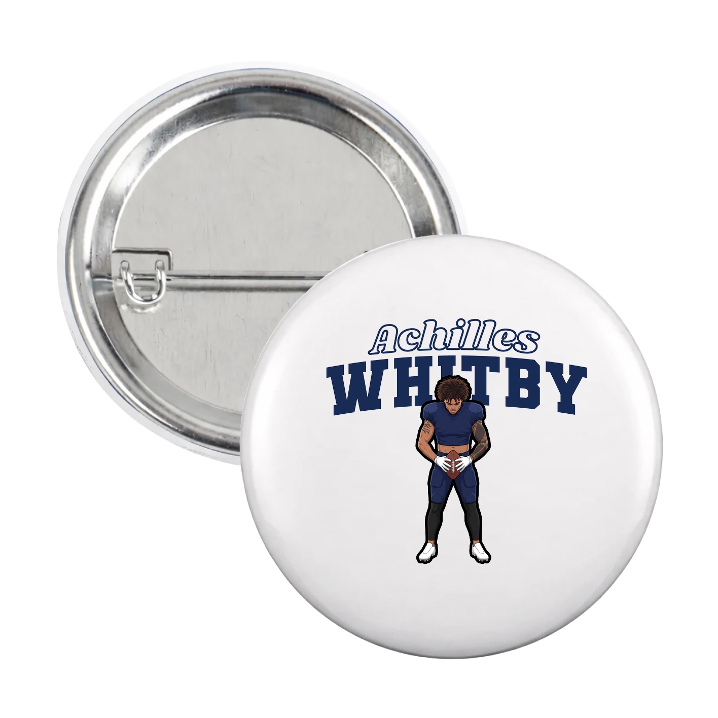 Game Day Button — Name Arch in White