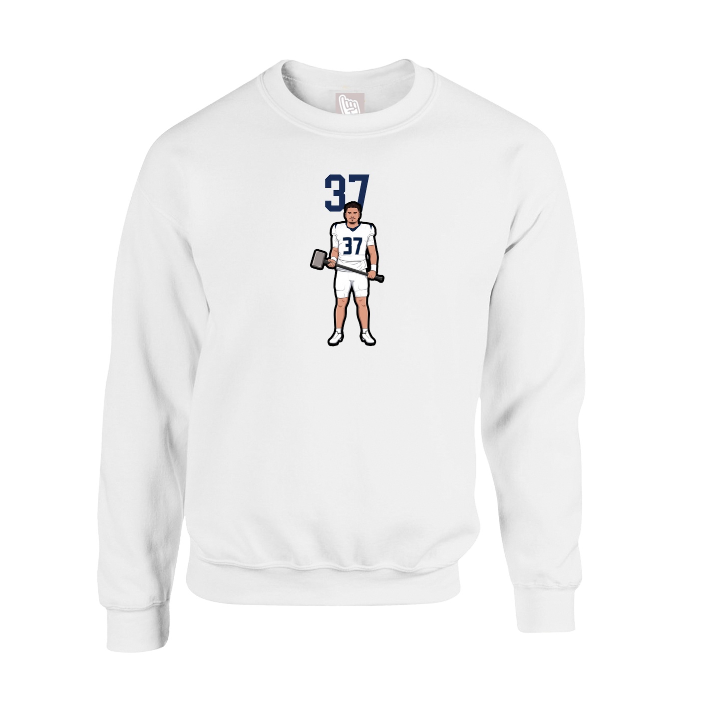 Fleece Crew — Number Top in White
