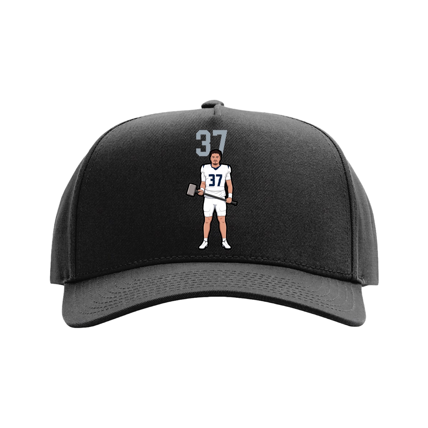 Full Fabric Five-Panel Champ Cap — Number Top in Black
