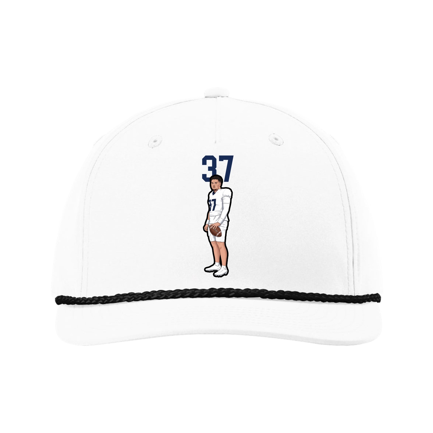Five-Panel Classic Rope Cap — Number Top in White
