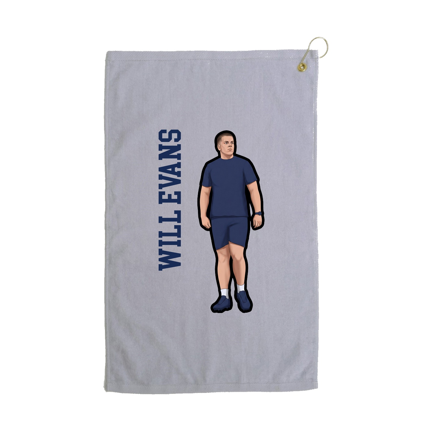 Golf Towel — Name Vertical in Grey