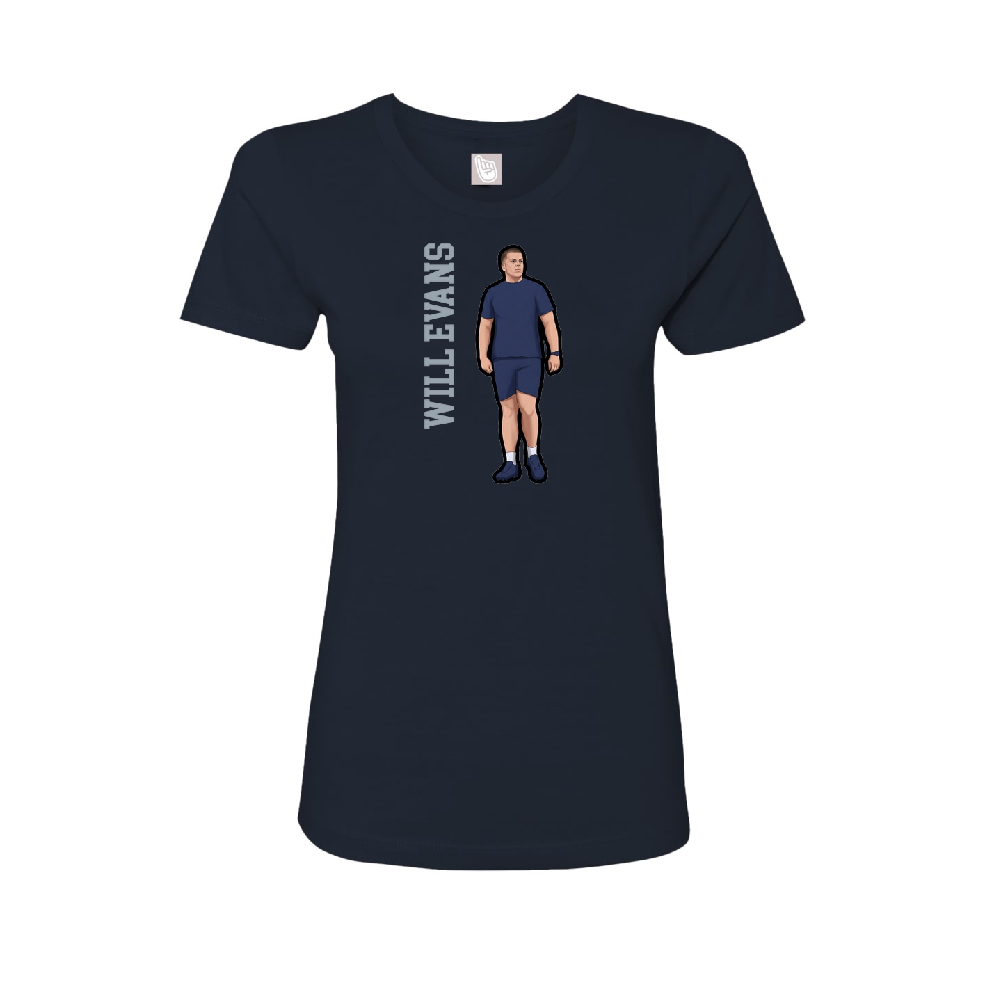 Fitted Women's Tee — Name Vertical in Navy