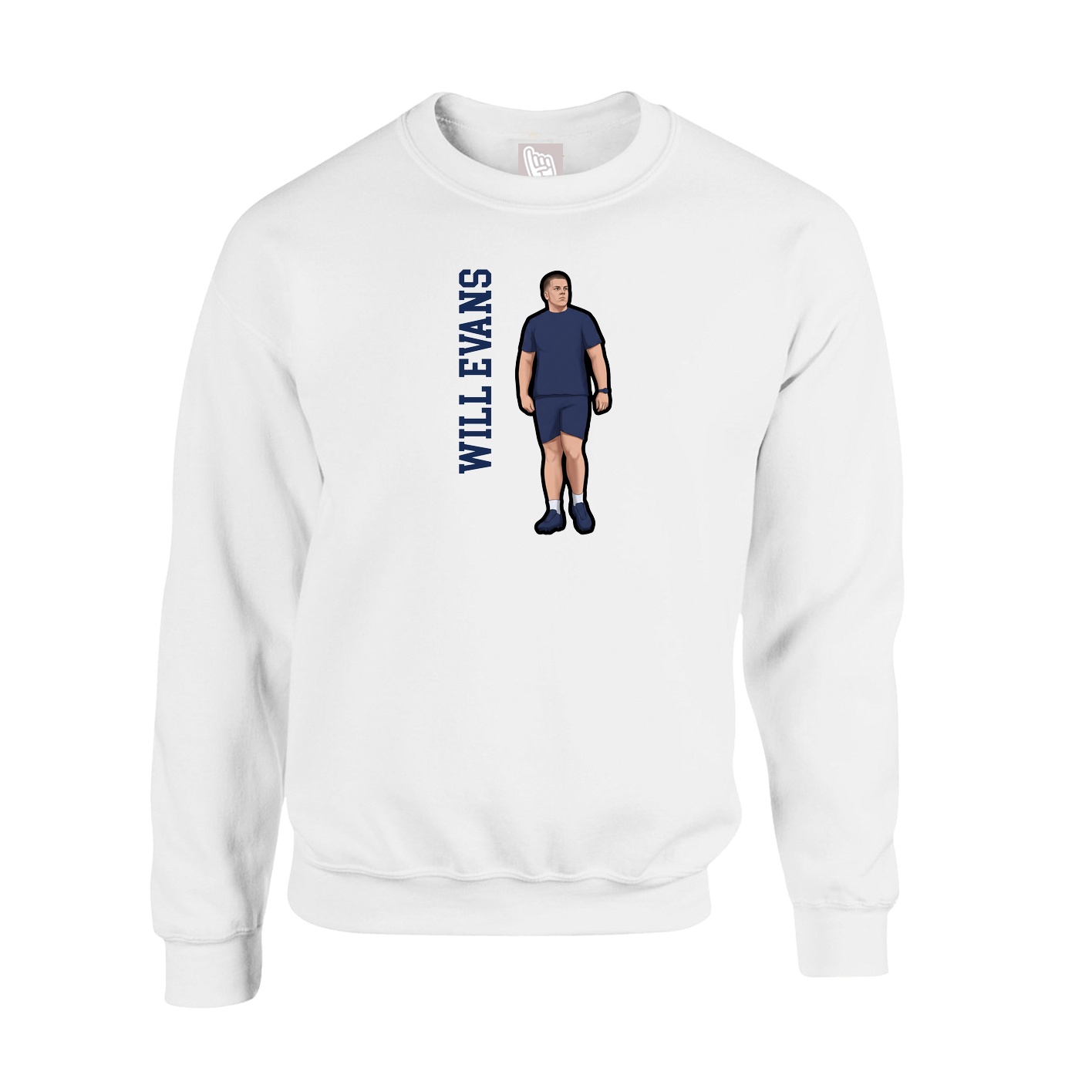Fleece Crew — Name Vertical in White