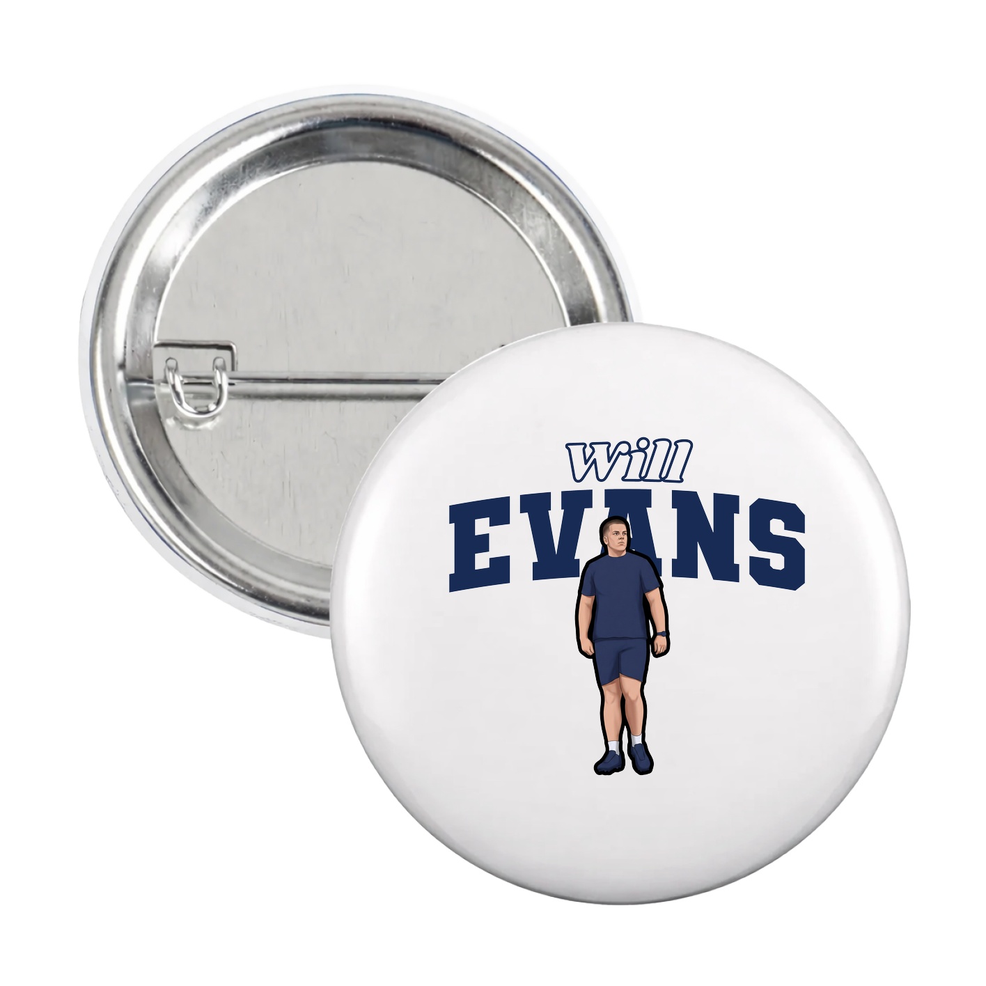 Game Day Button — Name Arch in White