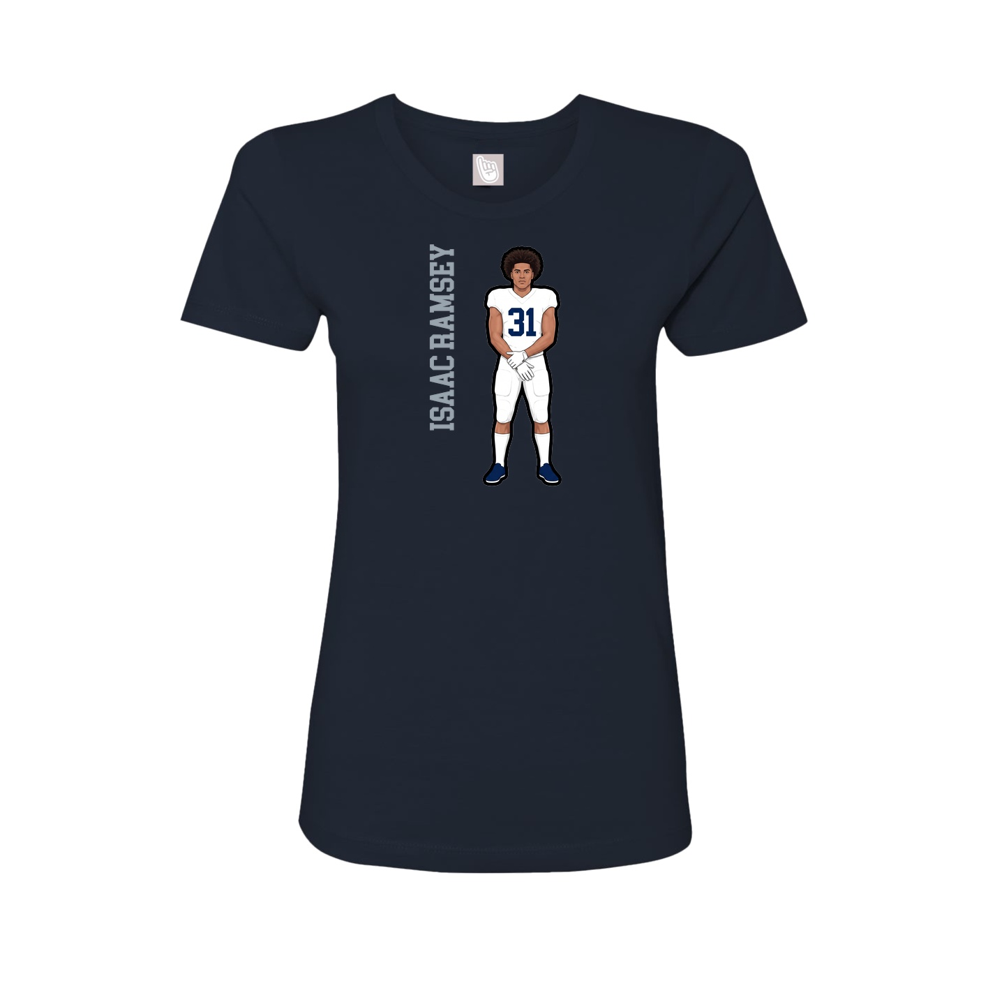 Fitted Women's Tee — Name Vertical in Navy