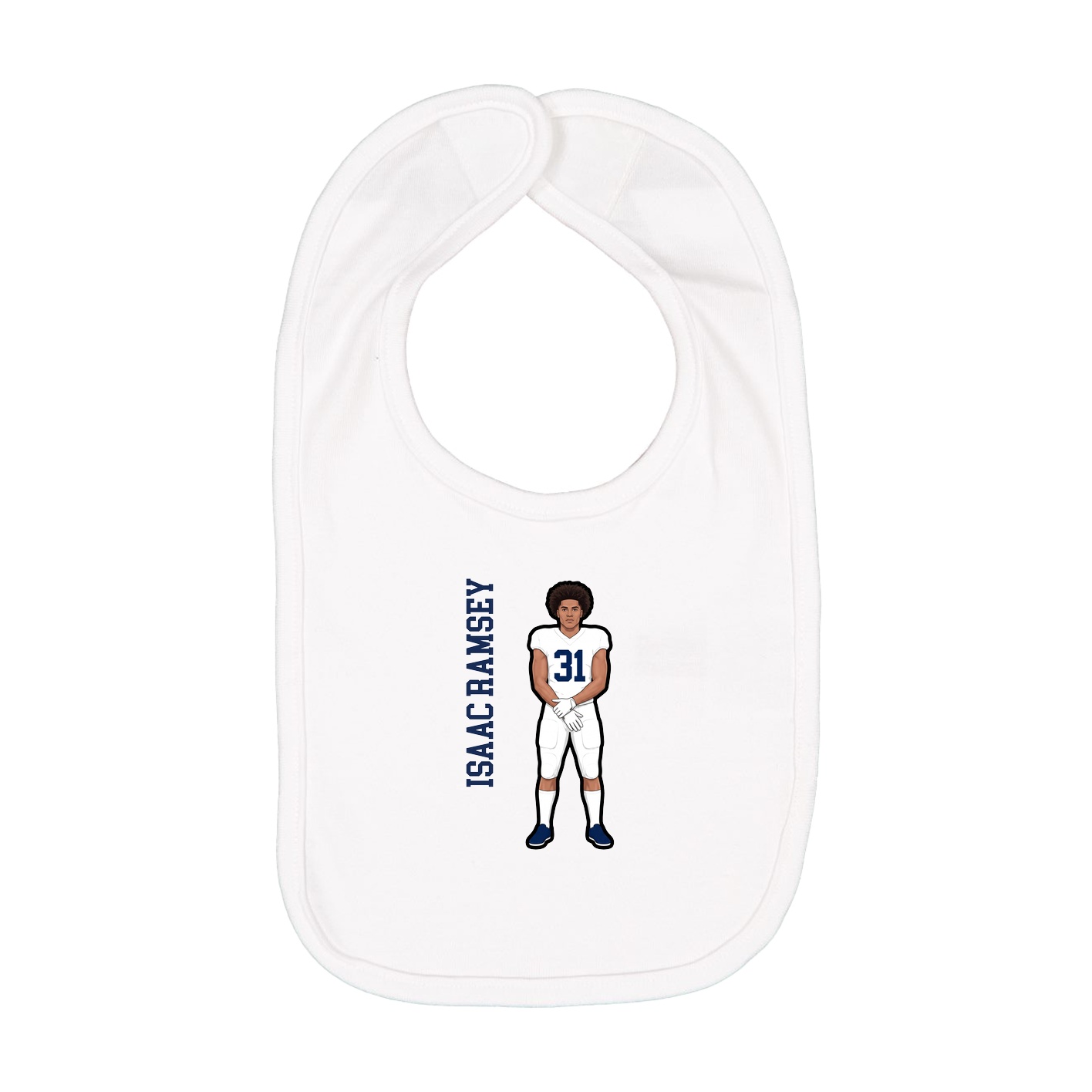 Infant Bib — Name Vertical in White