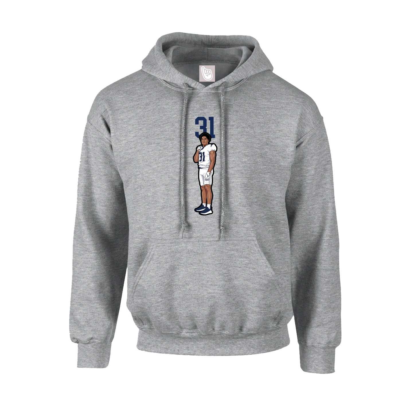 Youth Hoodie — Number Top in Grey