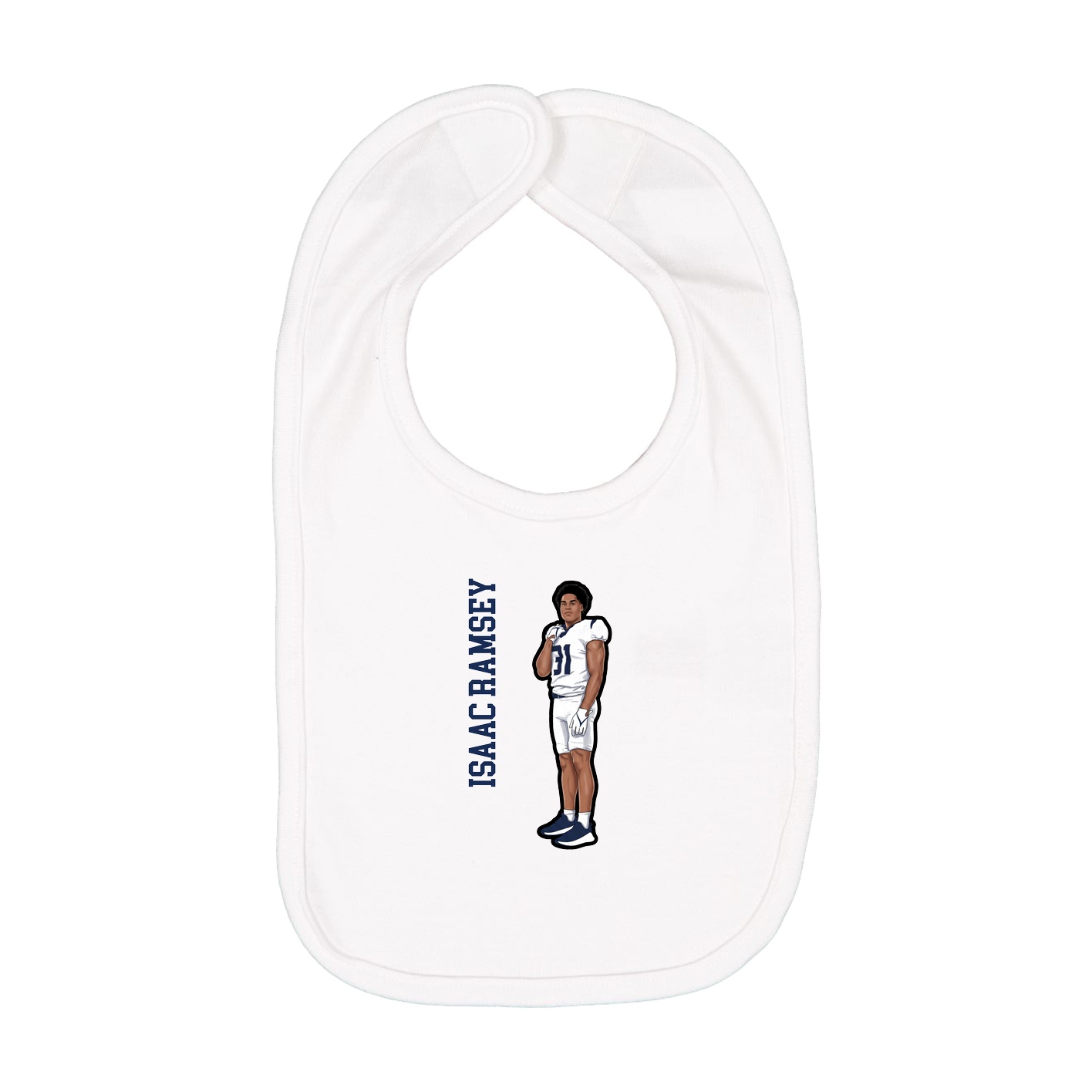 Infant Bib — Name Vertical in White