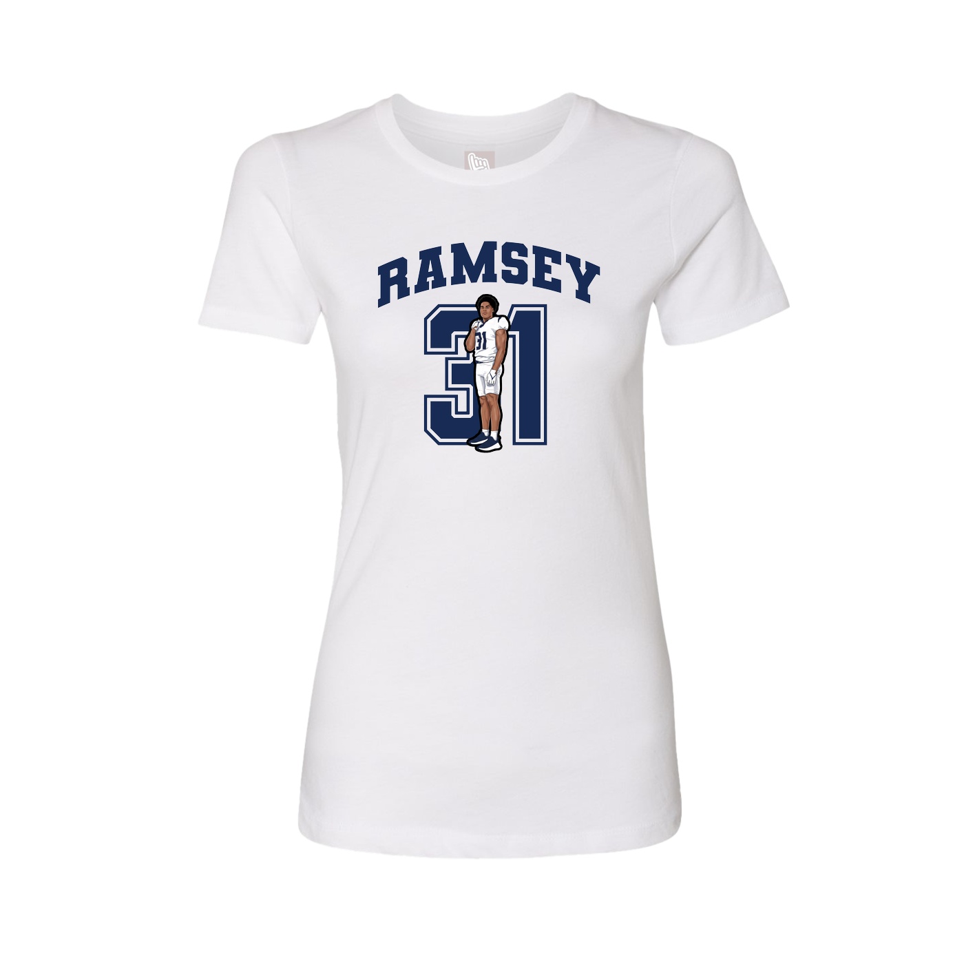 Fitted Women's Tee — Number in White