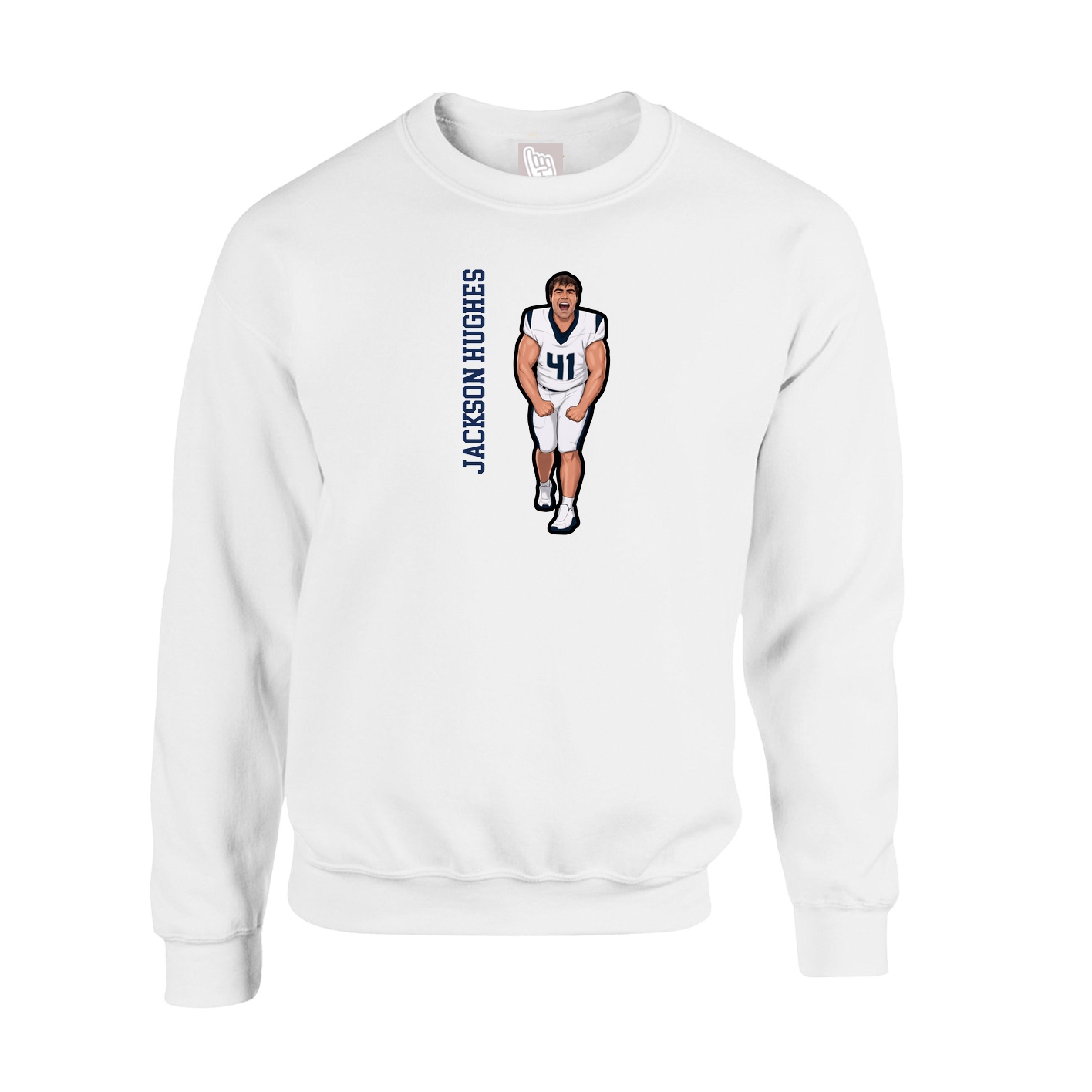 Fleece Crew — Name Vertical in White