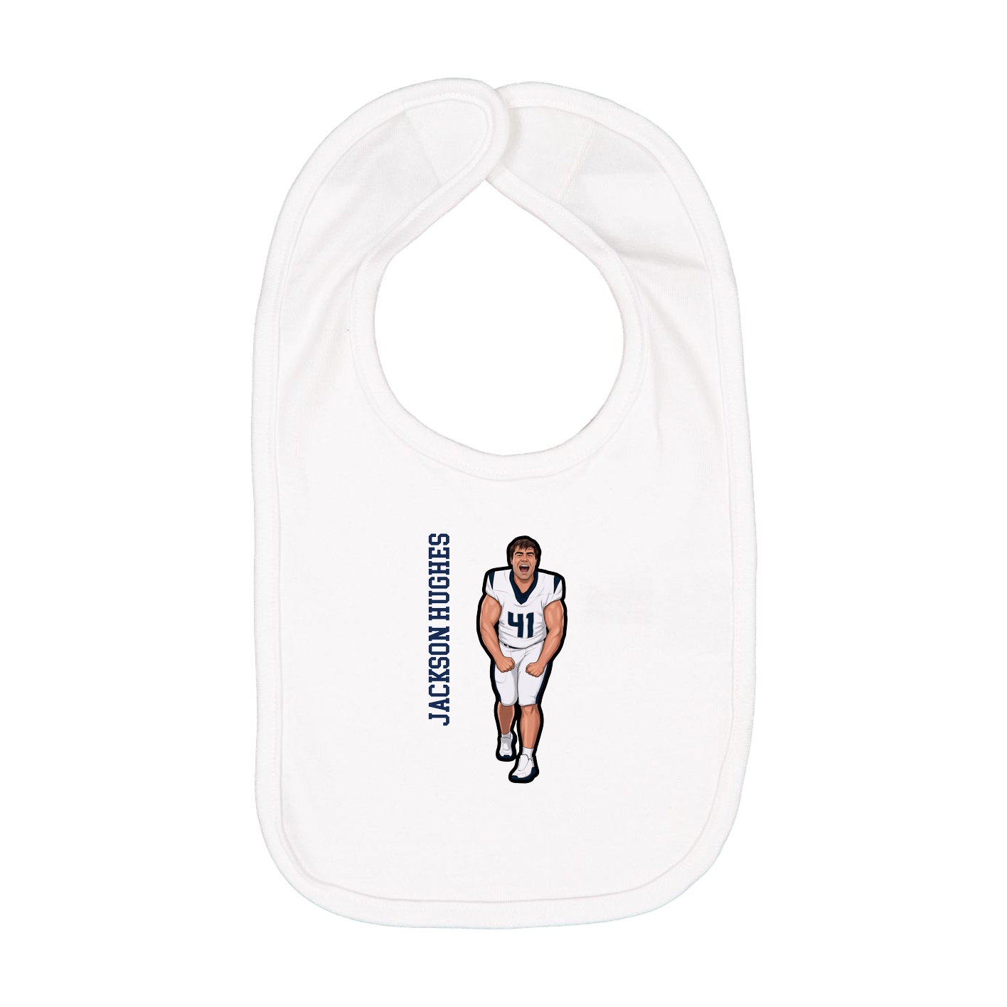 Infant Bib — Name Vertical in White