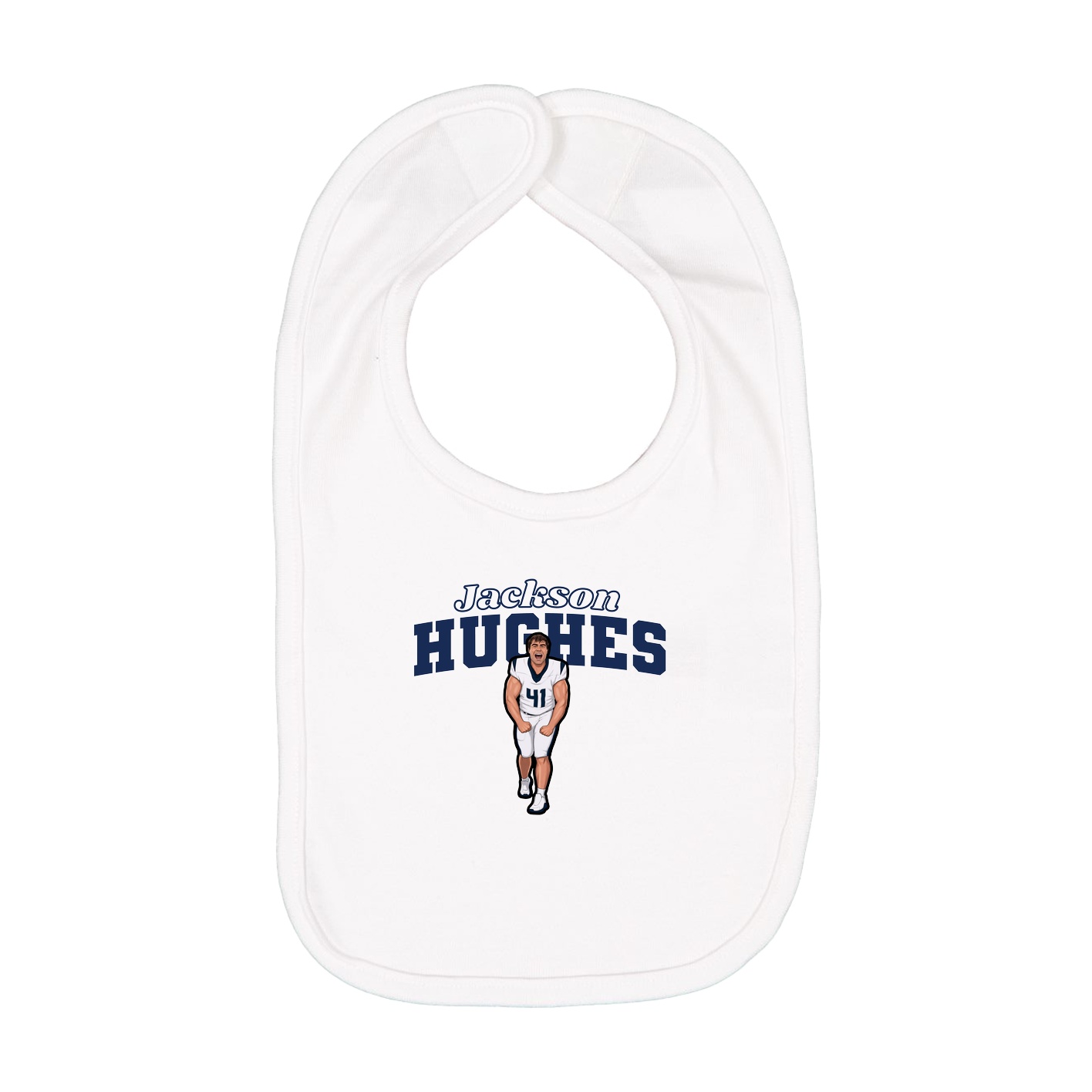 Infant Bib — Name Arch in White