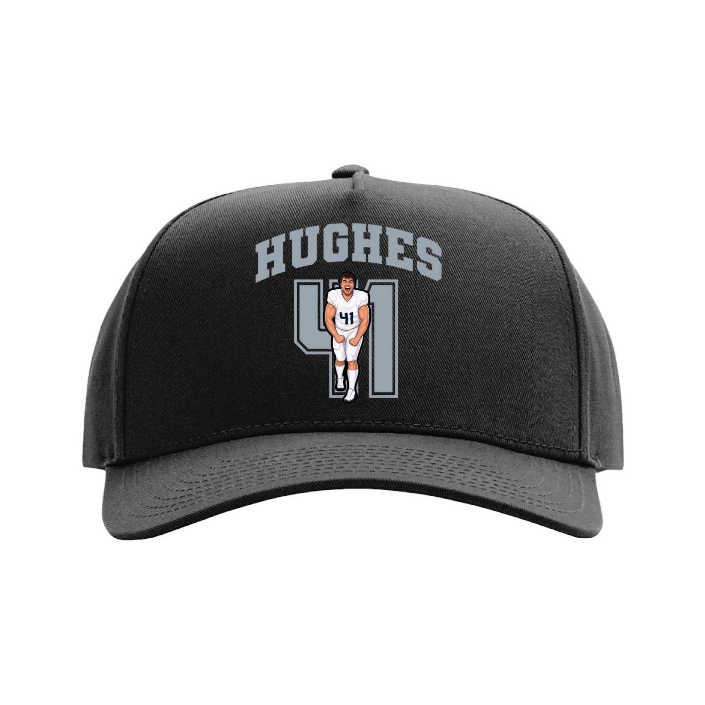 Full Fabric Five-Panel Champ Cap — Number in Black