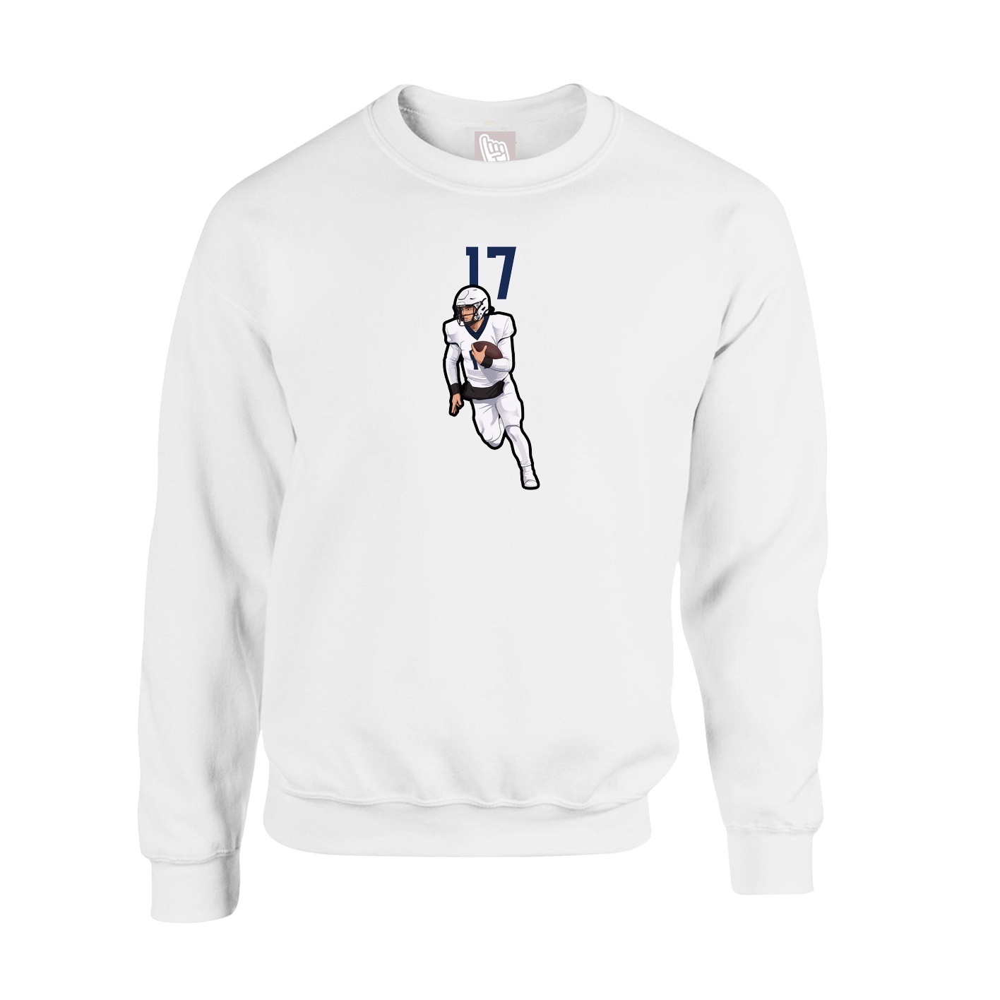 Fleece Crew — Number Top in White