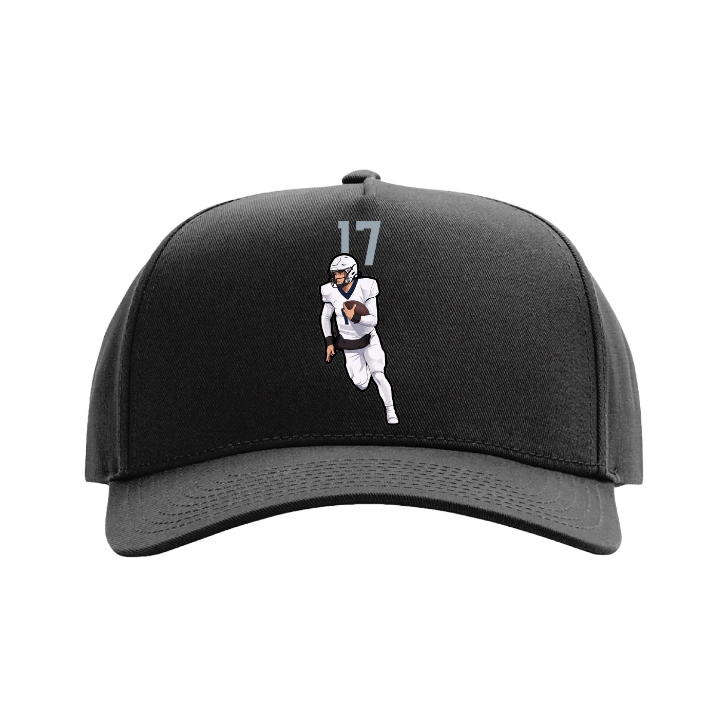 Full Fabric Five-Panel Champ Cap — Number Top in Black