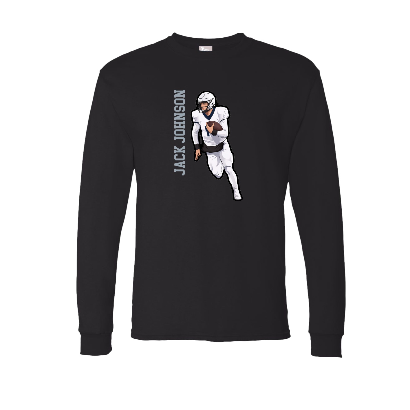 Long Sleeve Tee — Name Vertical in Black